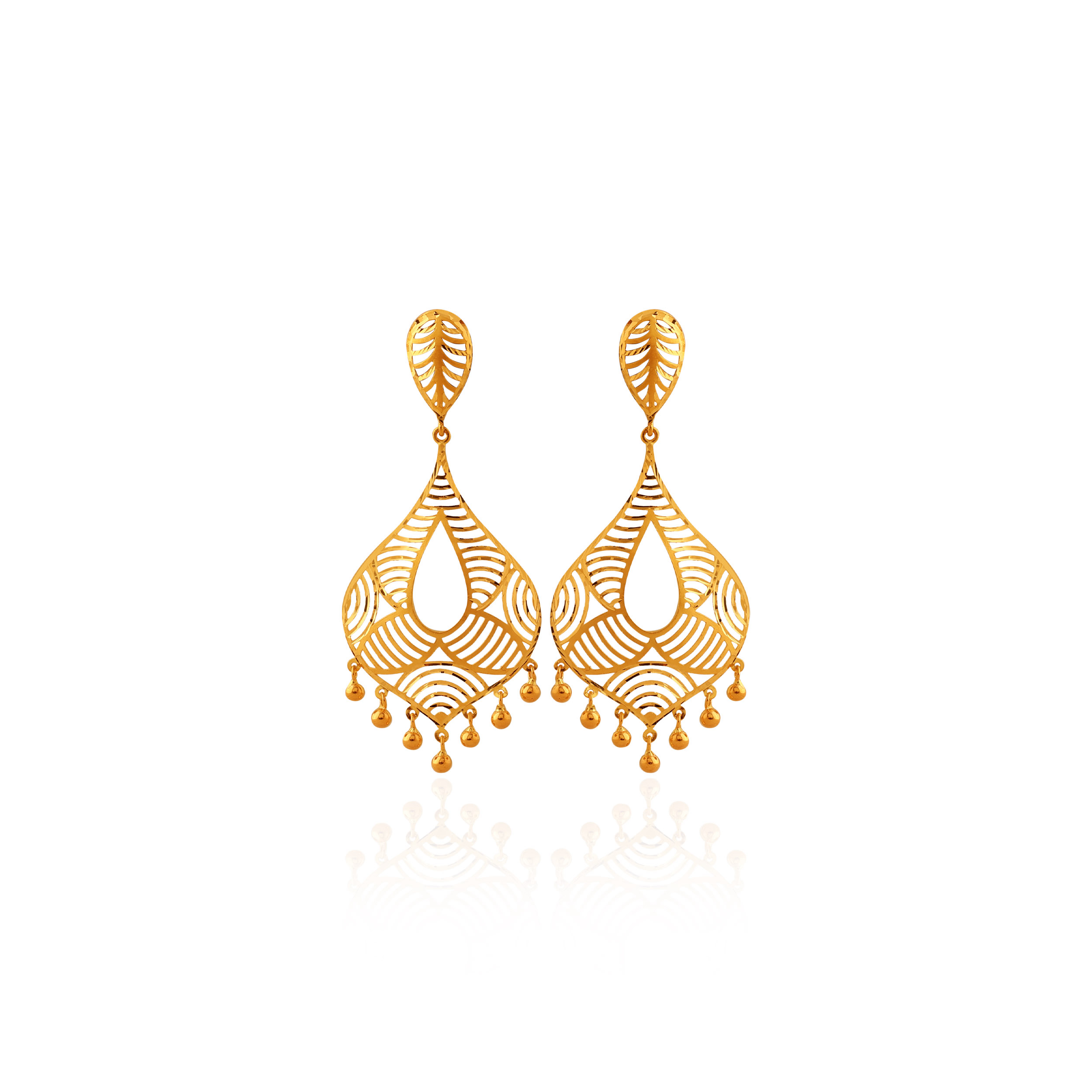 Fine Lacework Gold Drop Earrings - Senco Gold and Diamonds