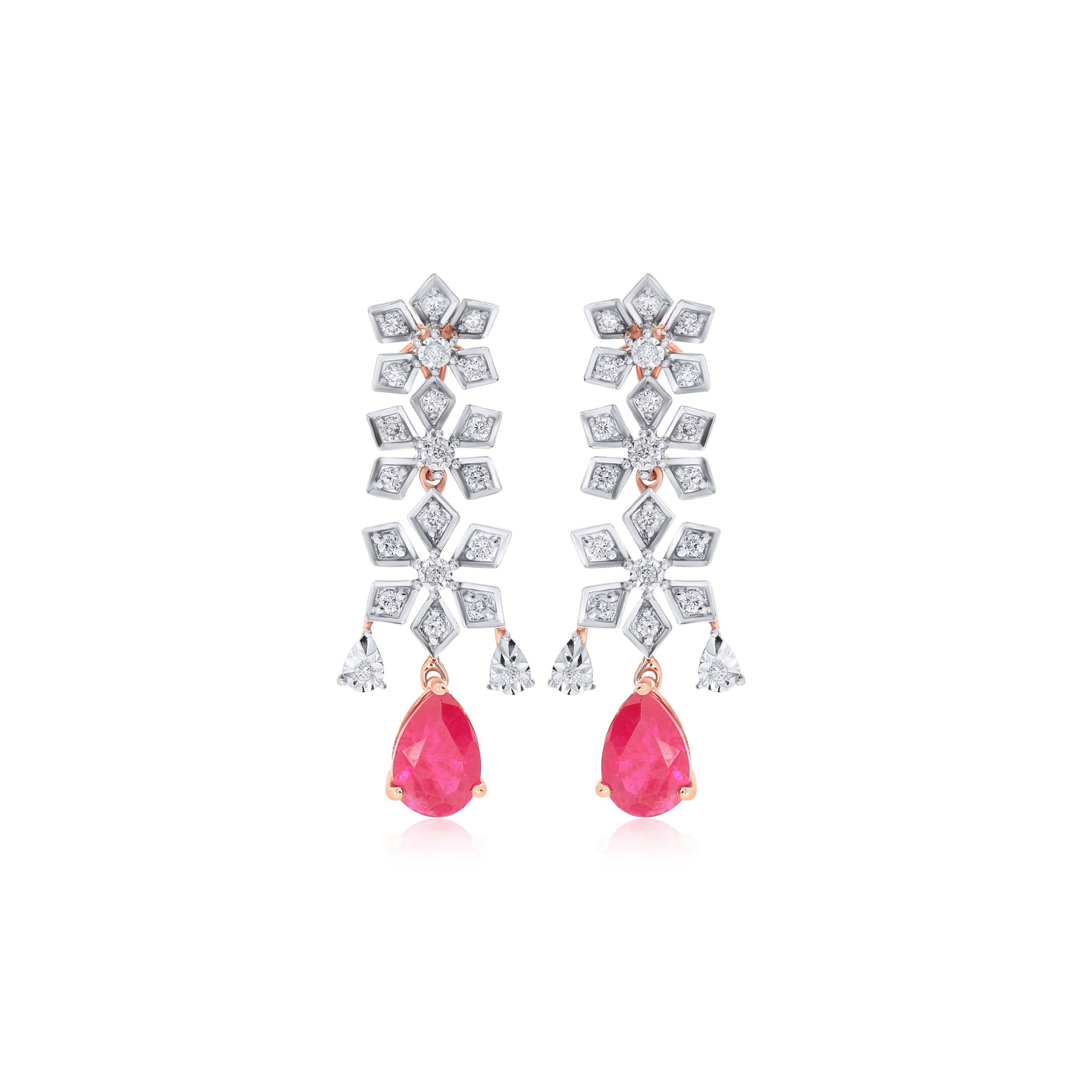 Romantique Bloom Diamond Drop Earrings - Senco Gold and Diamonds