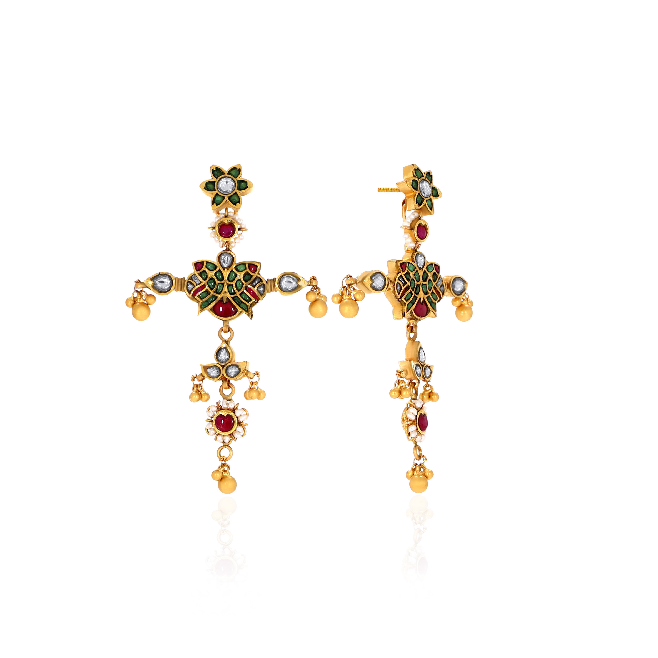22K Yellow Gold Kundan Earrings-GPGN-D000782892 - Senco Gold and Diamonds