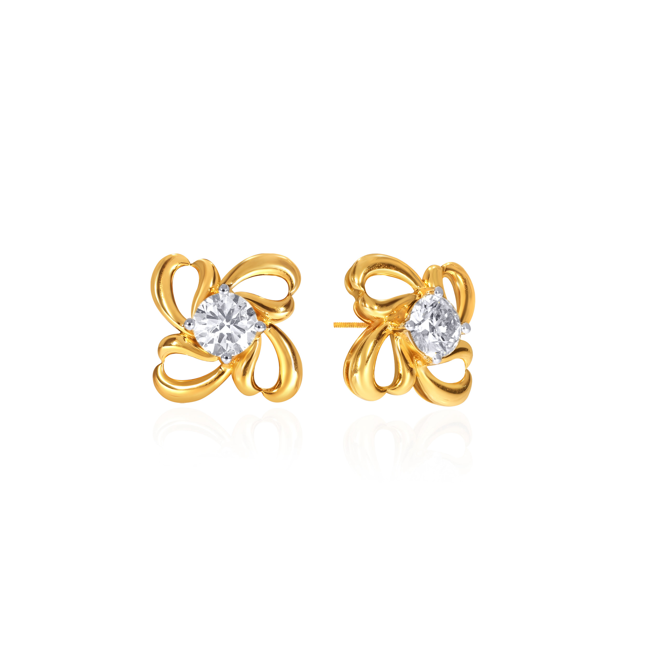 Blissful Petals Solitaire Studs - Senco Gold and Diamonds