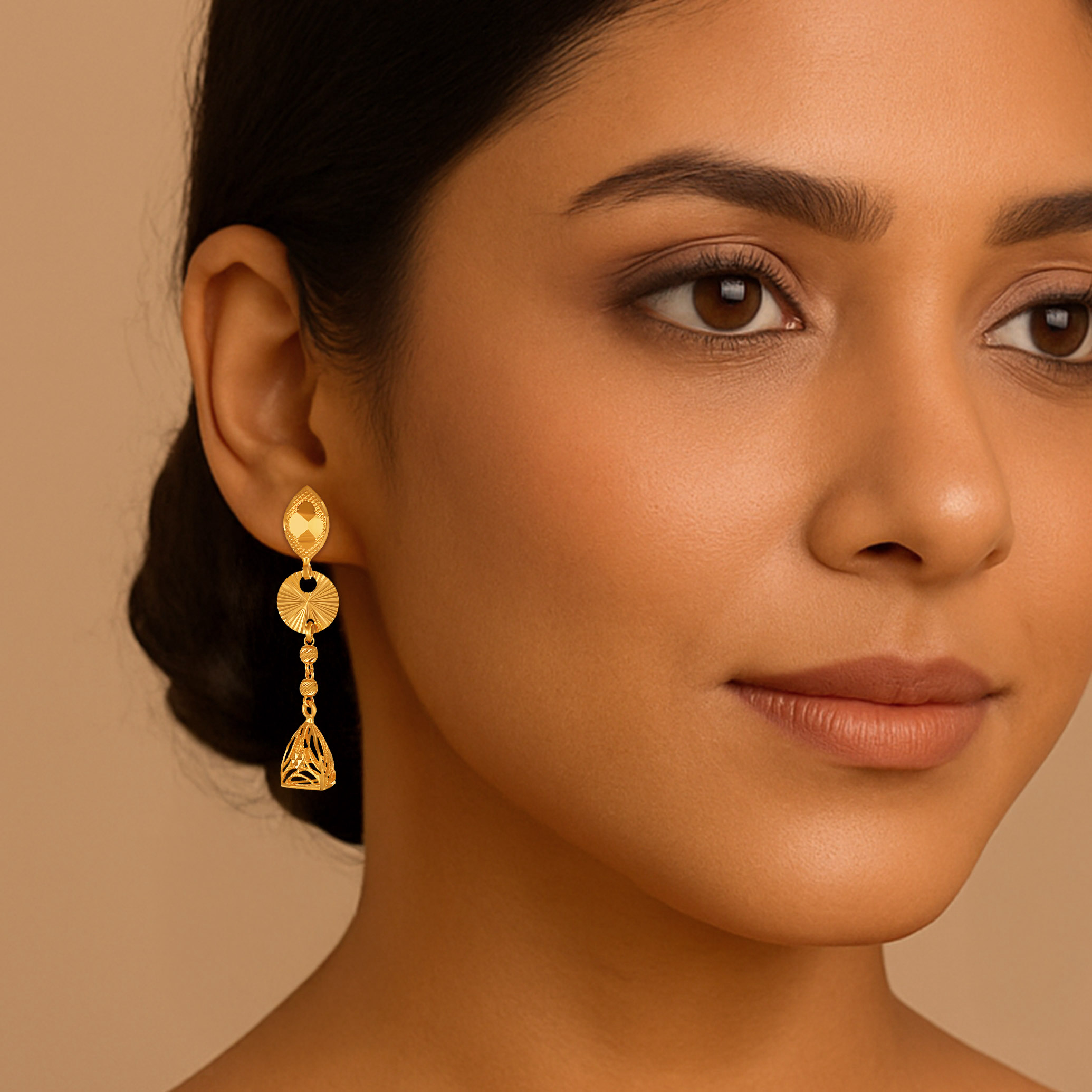 Aurielle Textured Gold Layered Earrings - Senco Gold and Diamonds