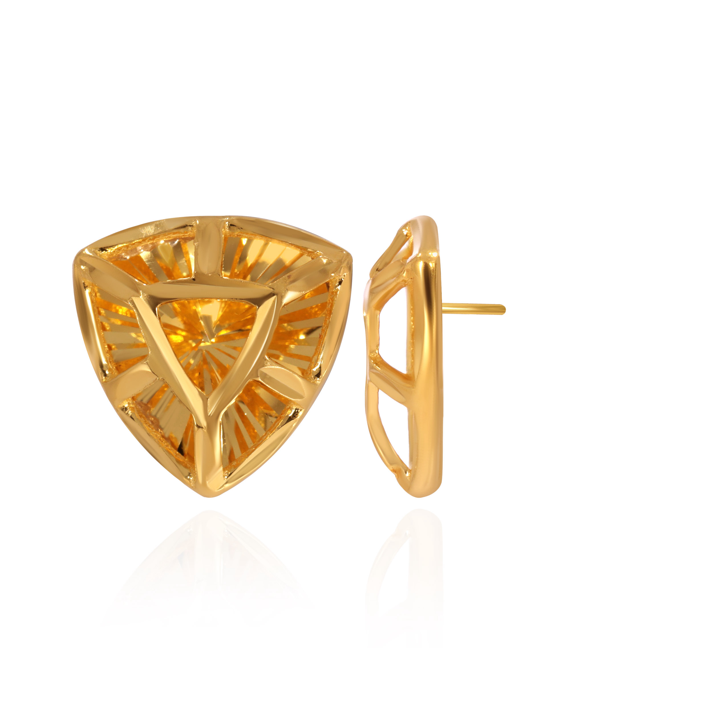 Sunlit Trillion Gold Studs - Senco Gold and Diamonds
