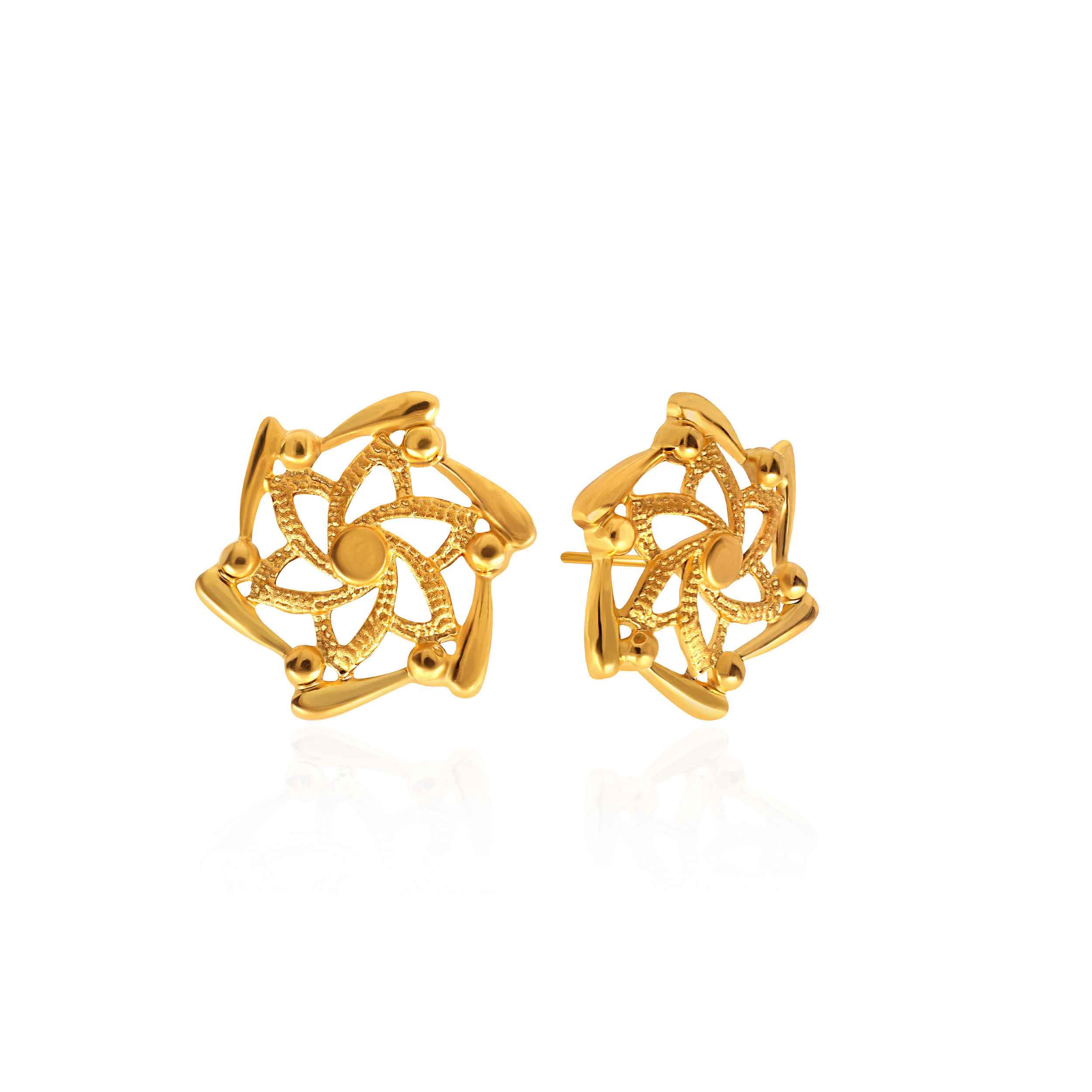 Spinning Bloom Gold Studs - Senco Gold and Diamonds