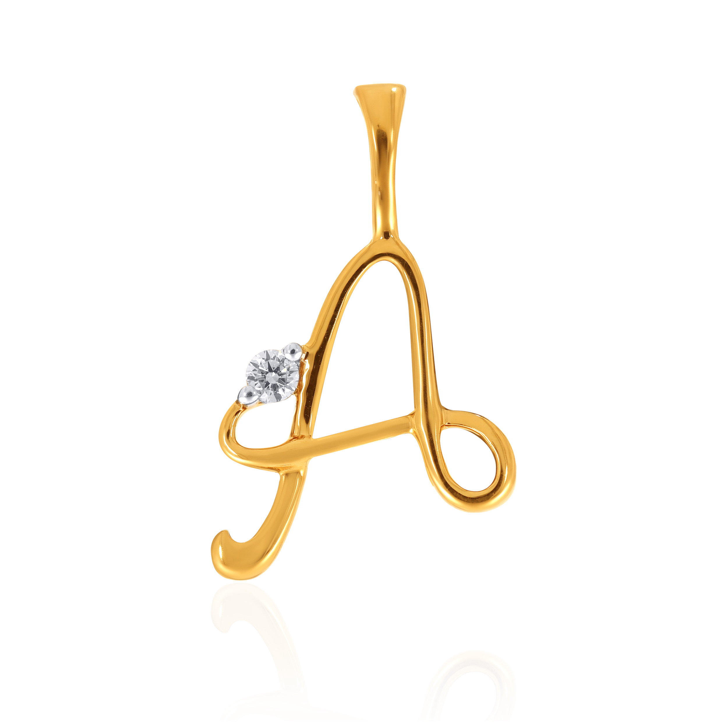 18K Yellow Gold A Alphabet Diamond Pendant-DPN-D000748613 - Senco Gold and Diamonds