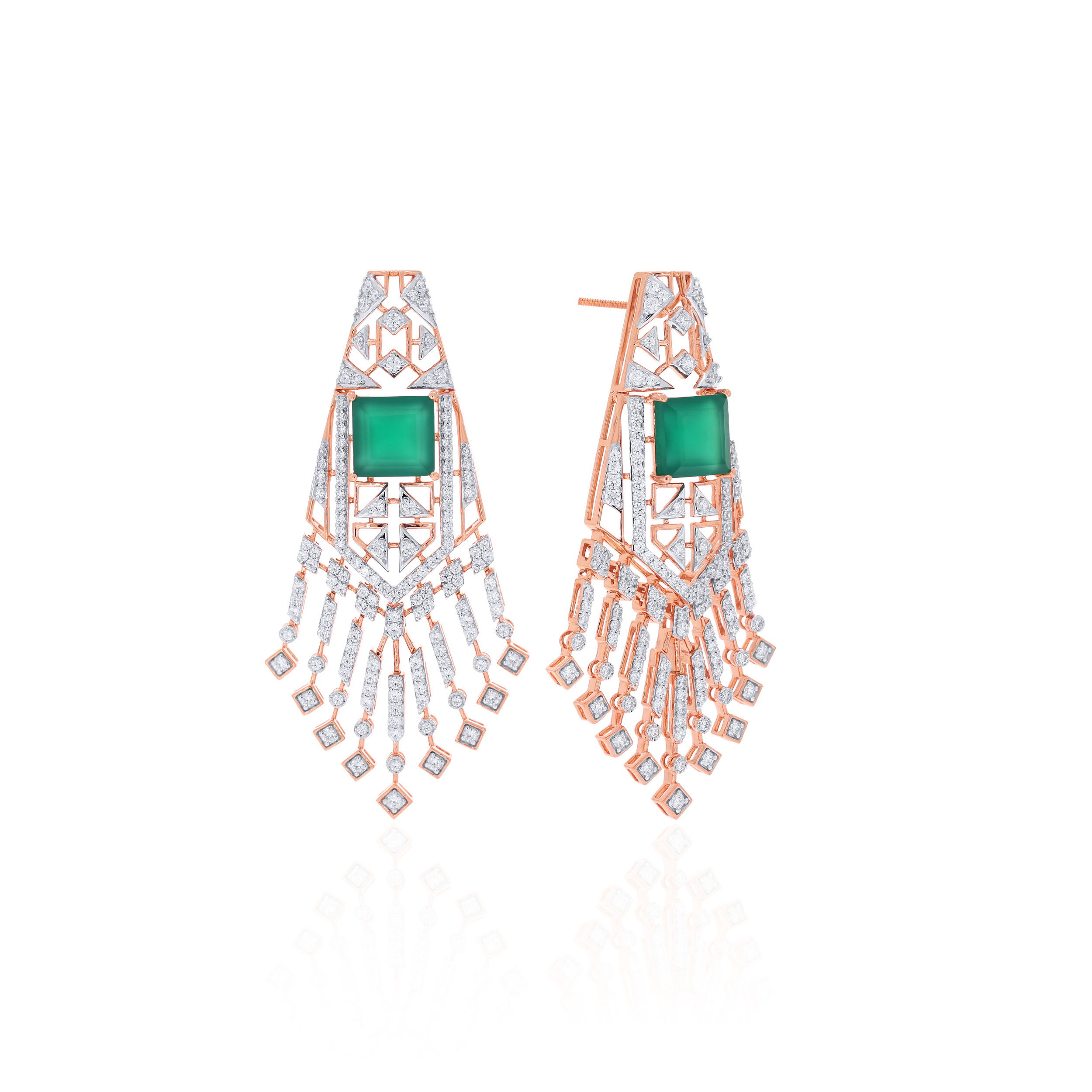 14K Rose Gold Diamond Drop Earrings-DTGN-D000781240 - Senco Gold and Diamonds