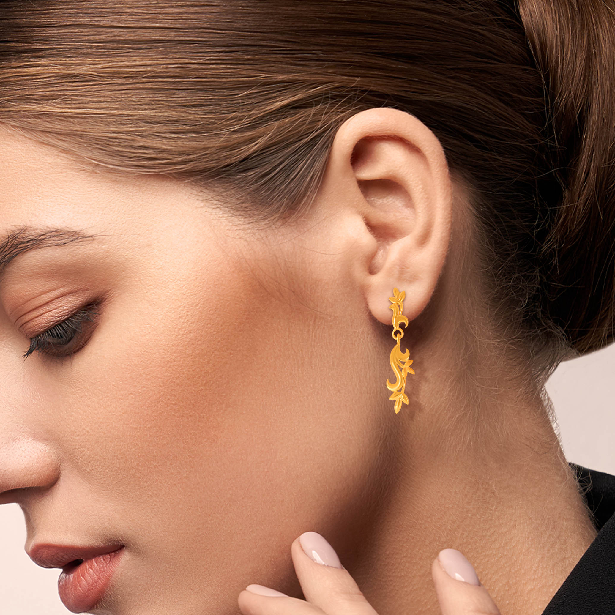 Dances of the Ivy Gold Dangler Earrings - Senco Gold and Diamonds