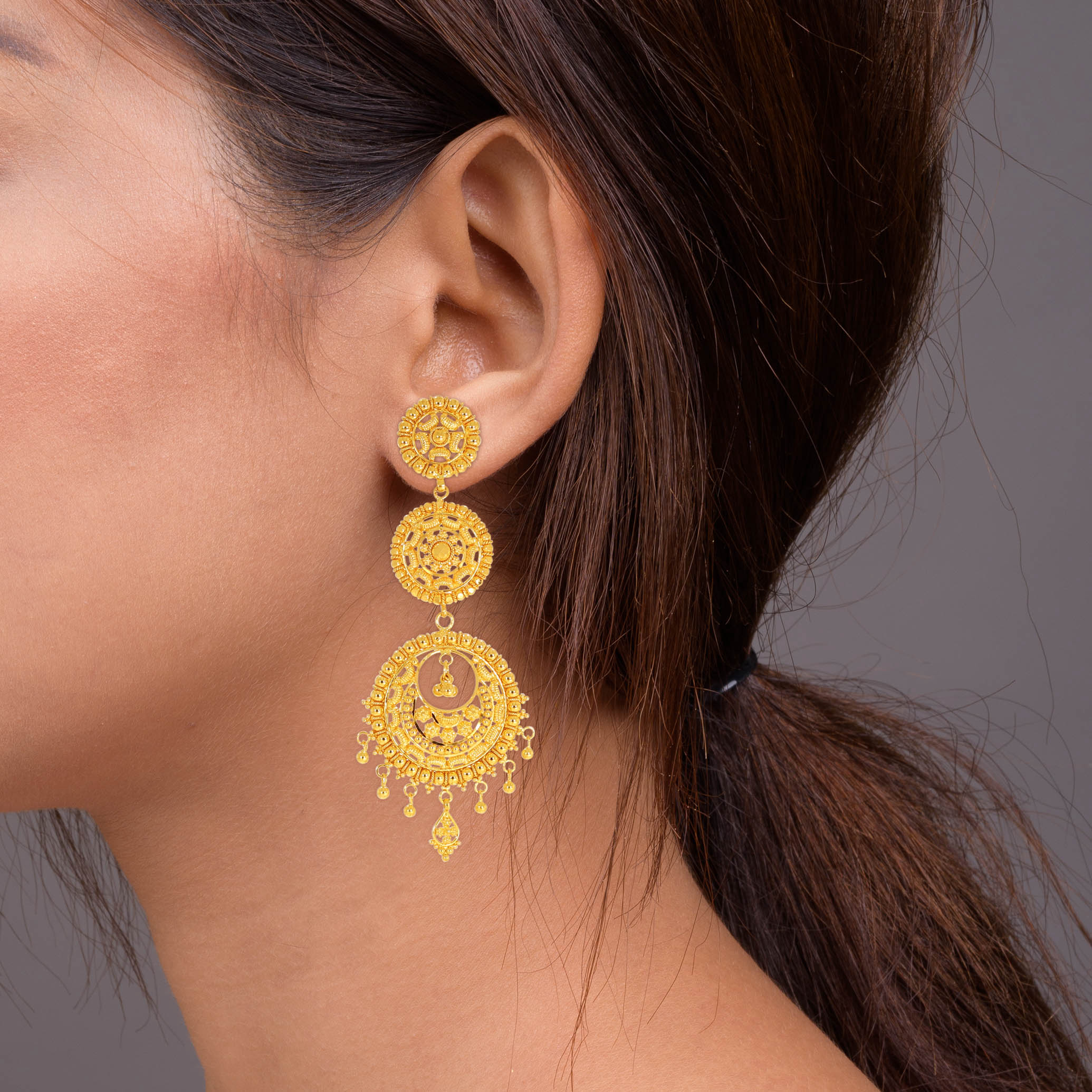 Trio Union Gold Chandbali Earrings - Senco Gold and Diamonds