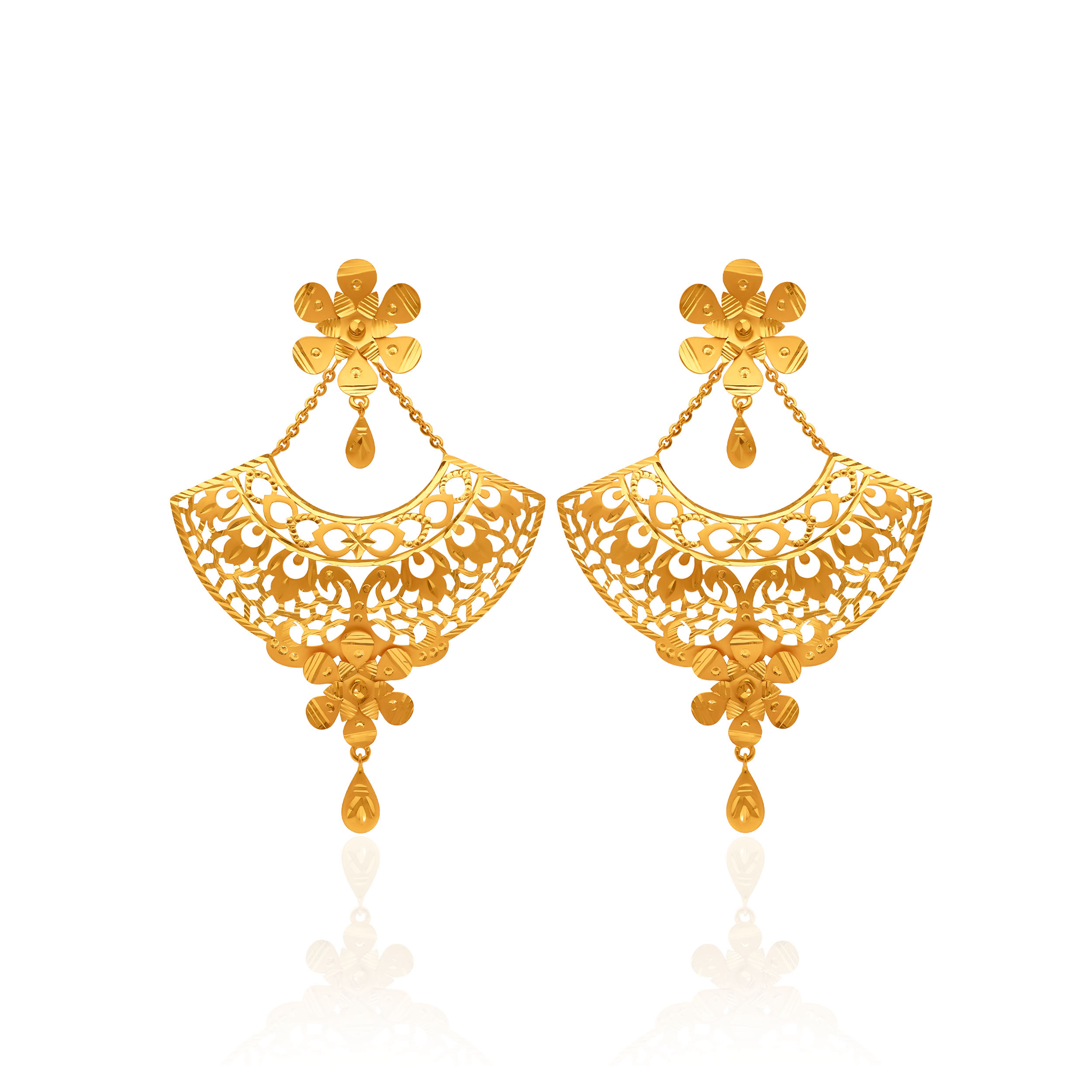 Chantilly Bloom Gold Drop Earrings - Senco Gold and Diamonds