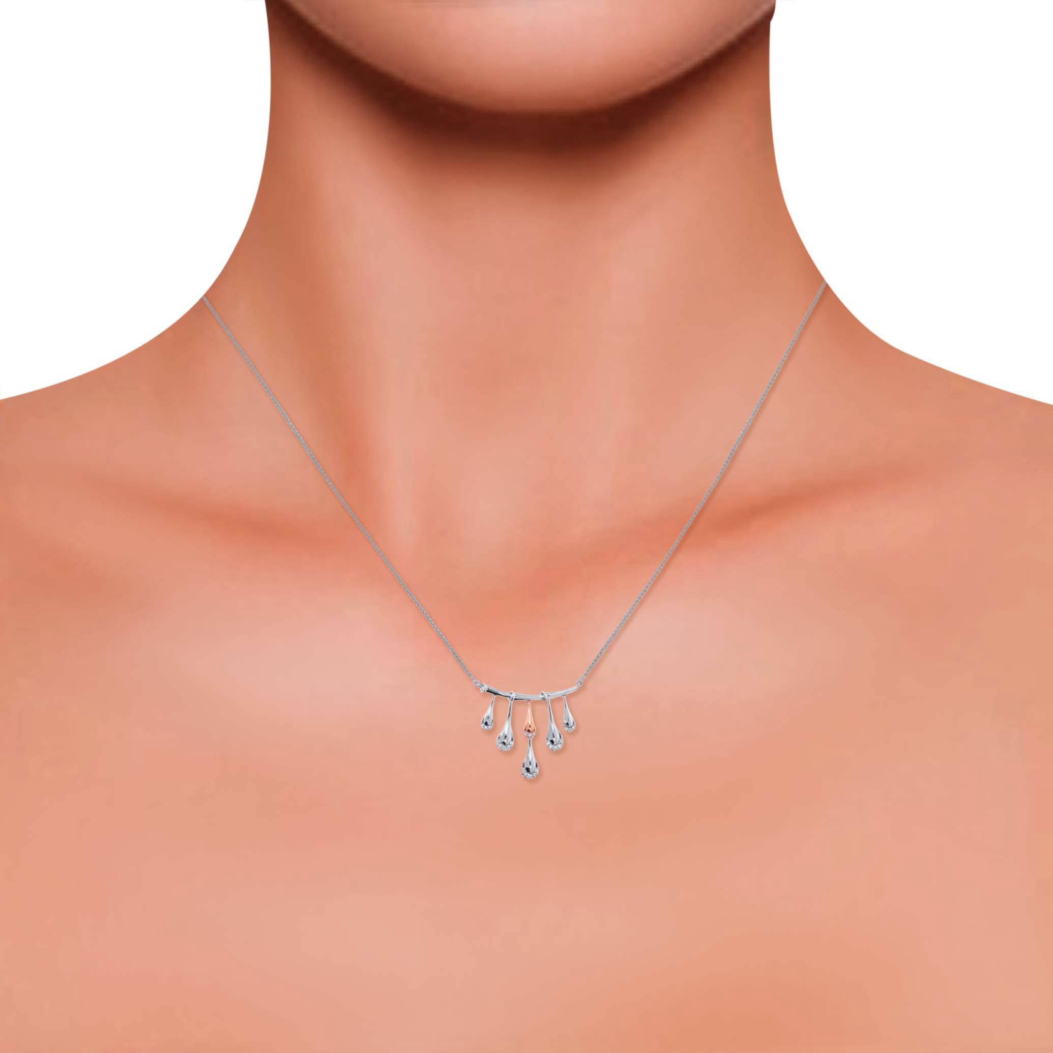 Impressive Droplets Platinum Diamond Chain Pendant - Senco Gold and Diamonds