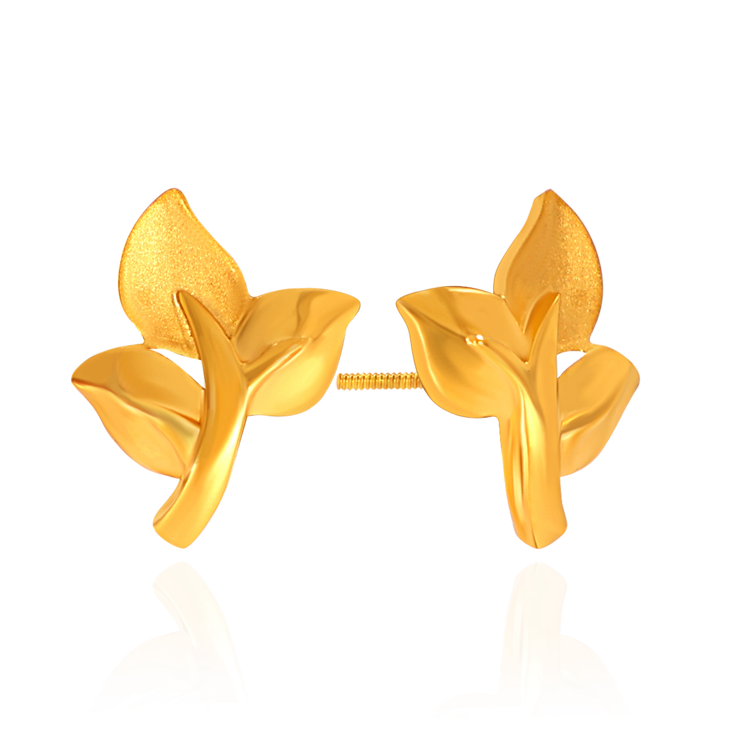 Organic Elegance Gold Studs - Senco Gold and Diamonds