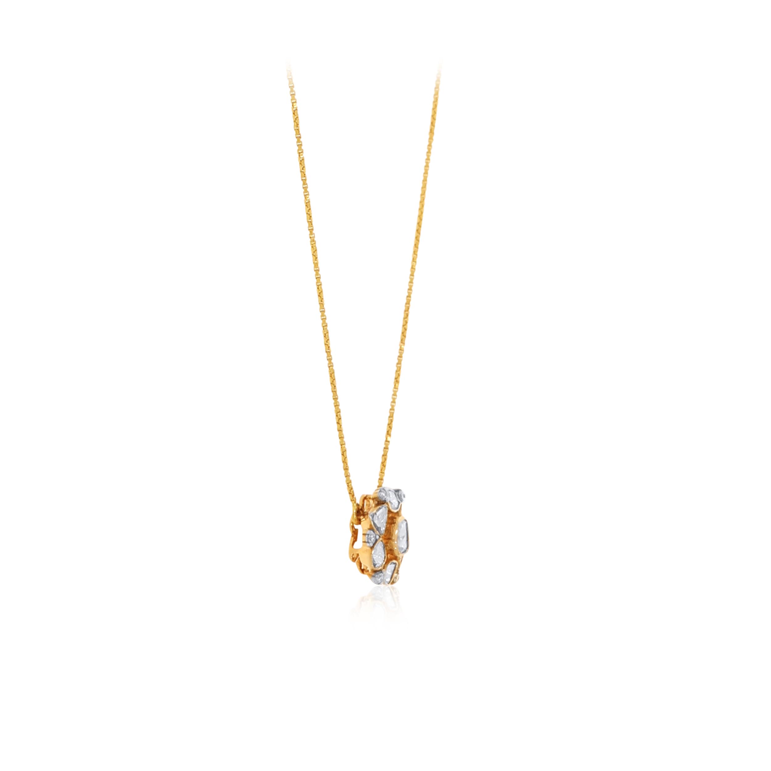 Abstract Bloom Polki Diamond Chain Pendant - Senco Gold and Diamonds
