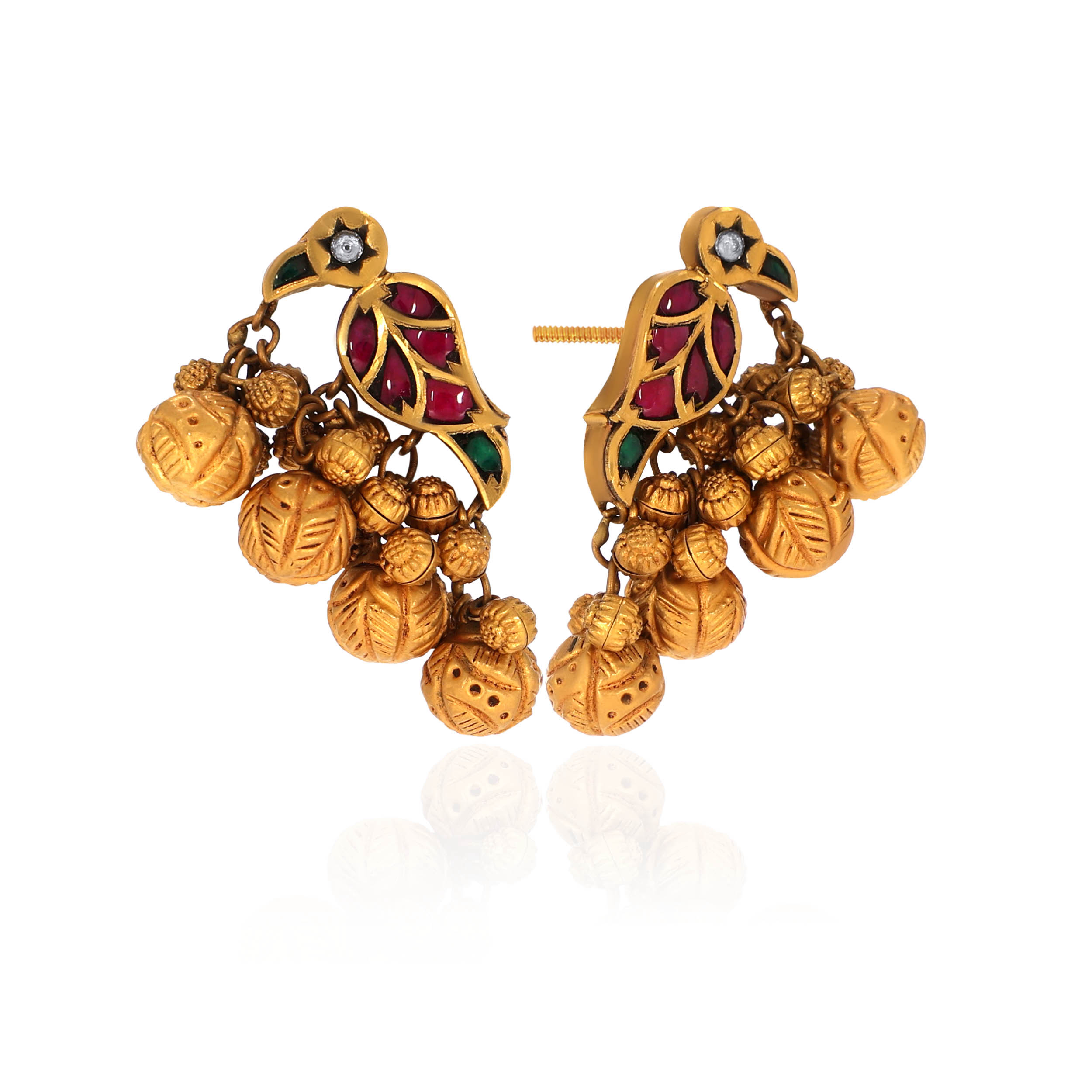 22K Yellow Gold Kundan Studs Earrings-GPGN-D000788452 - Senco Gold and Diamonds