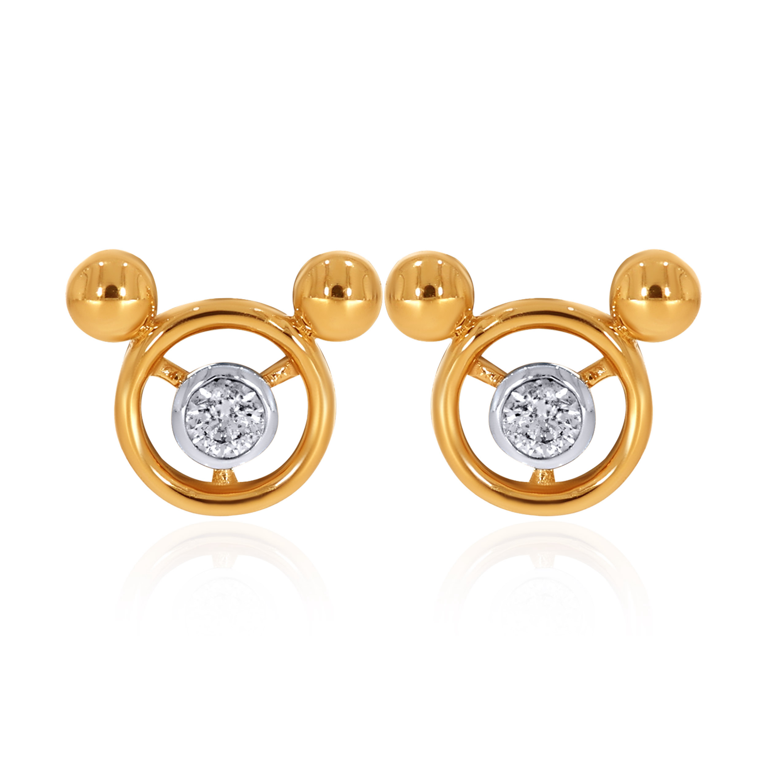 14K Yellow Gold Kids Diamond Studs Earrings-DT-D000790332 - Senco Gold and Diamonds