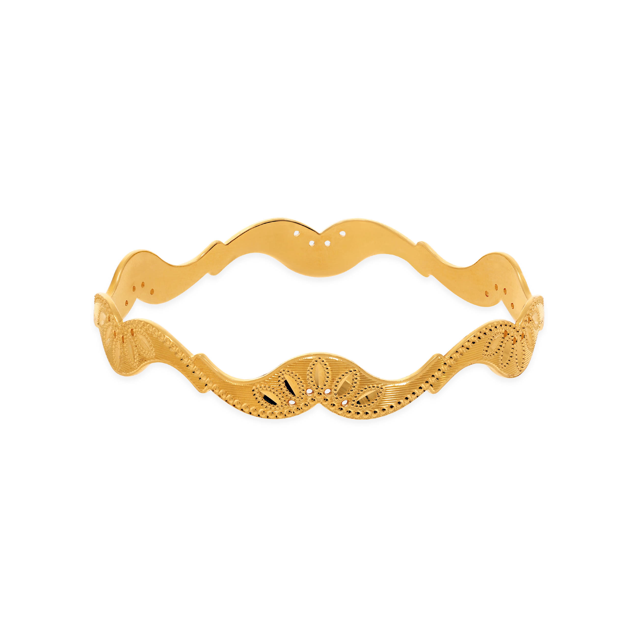 Wavy Blossom Gold Bangle - Senco Gold and Diamonds