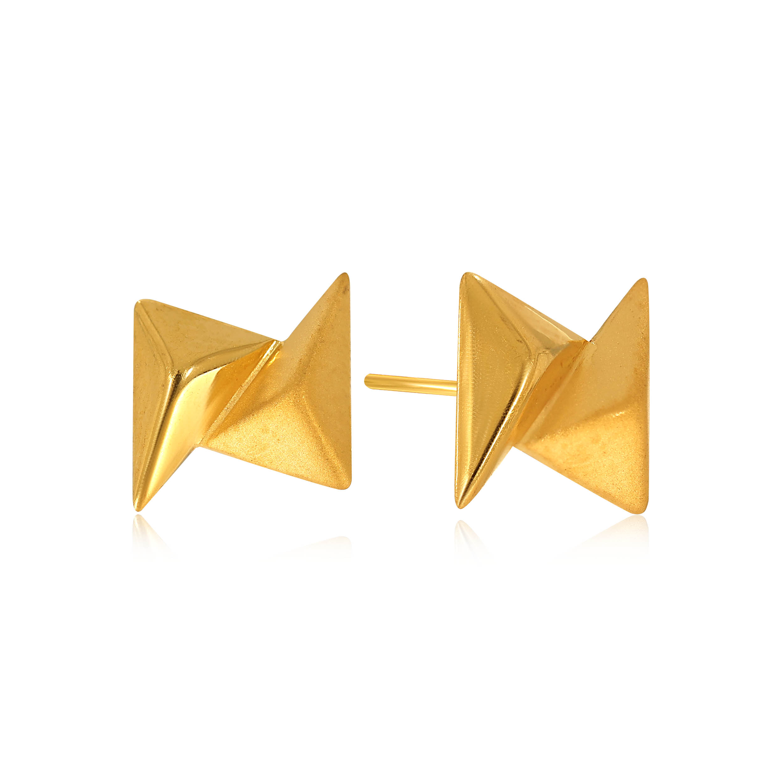 Origami Sheen Gold Studs - Senco Gold and Diamonds