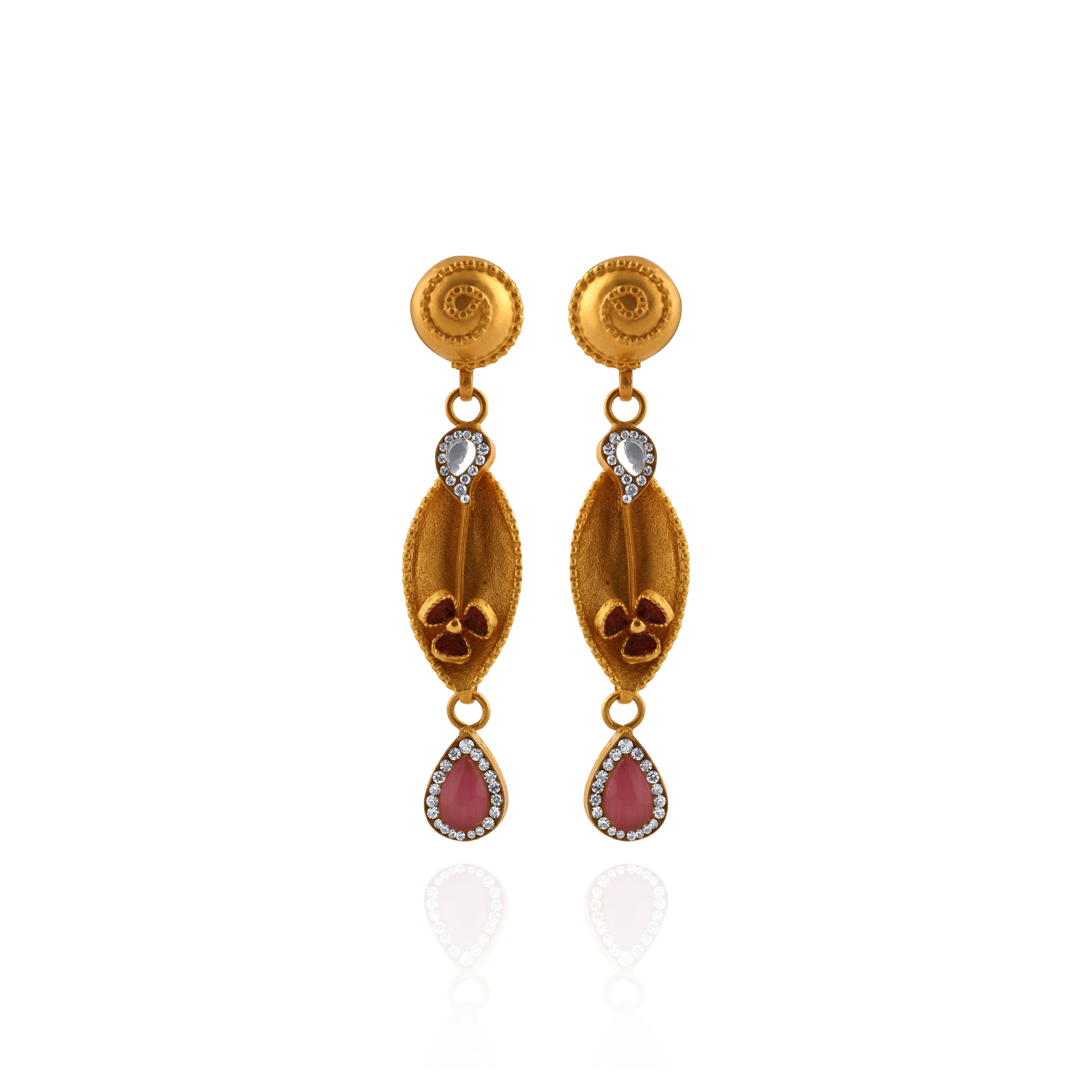 Pink Teardrop Gold Earrings - Senco Gold and Diamonds