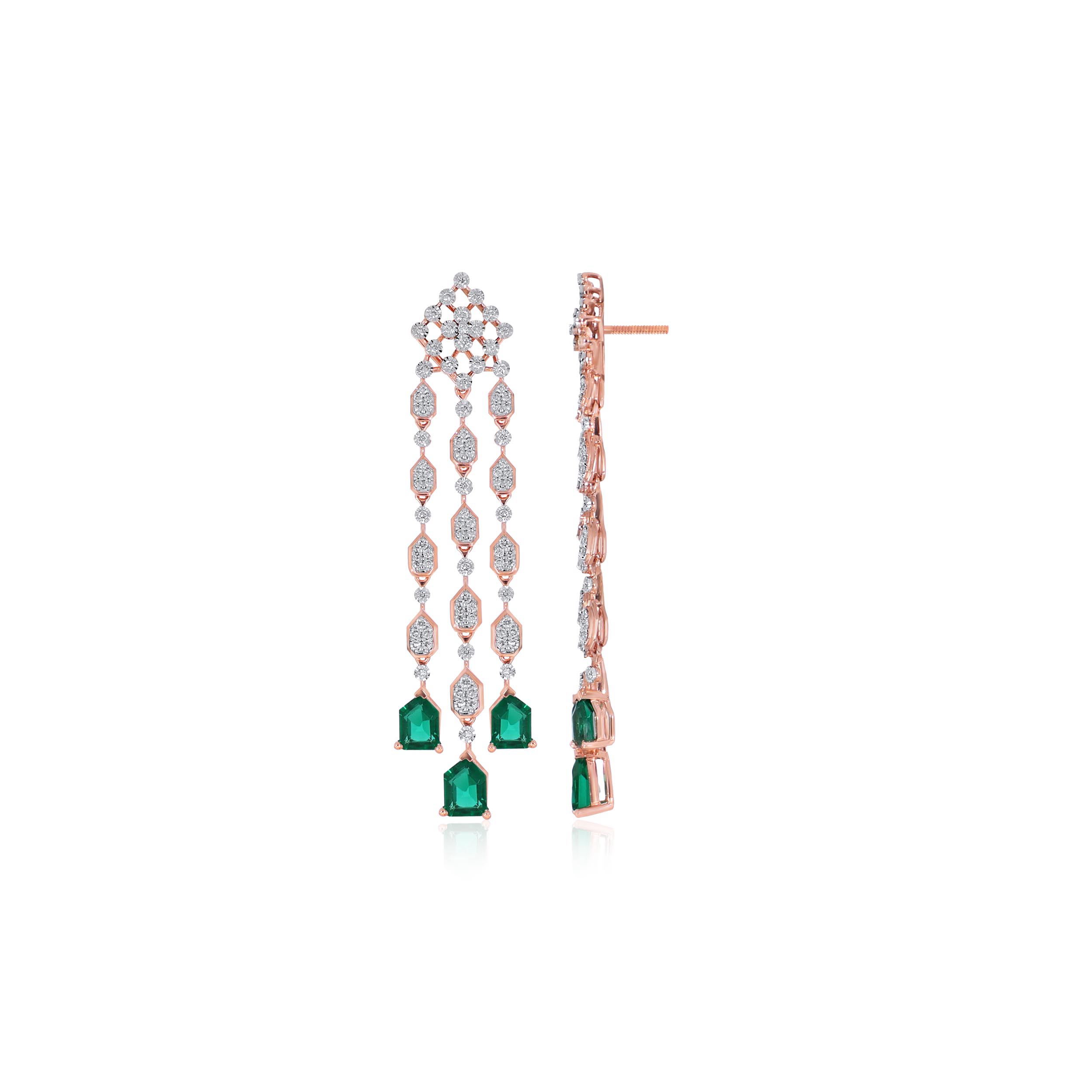 Trio Fall Diamond Long Earrings - Senco Gold and Diamonds