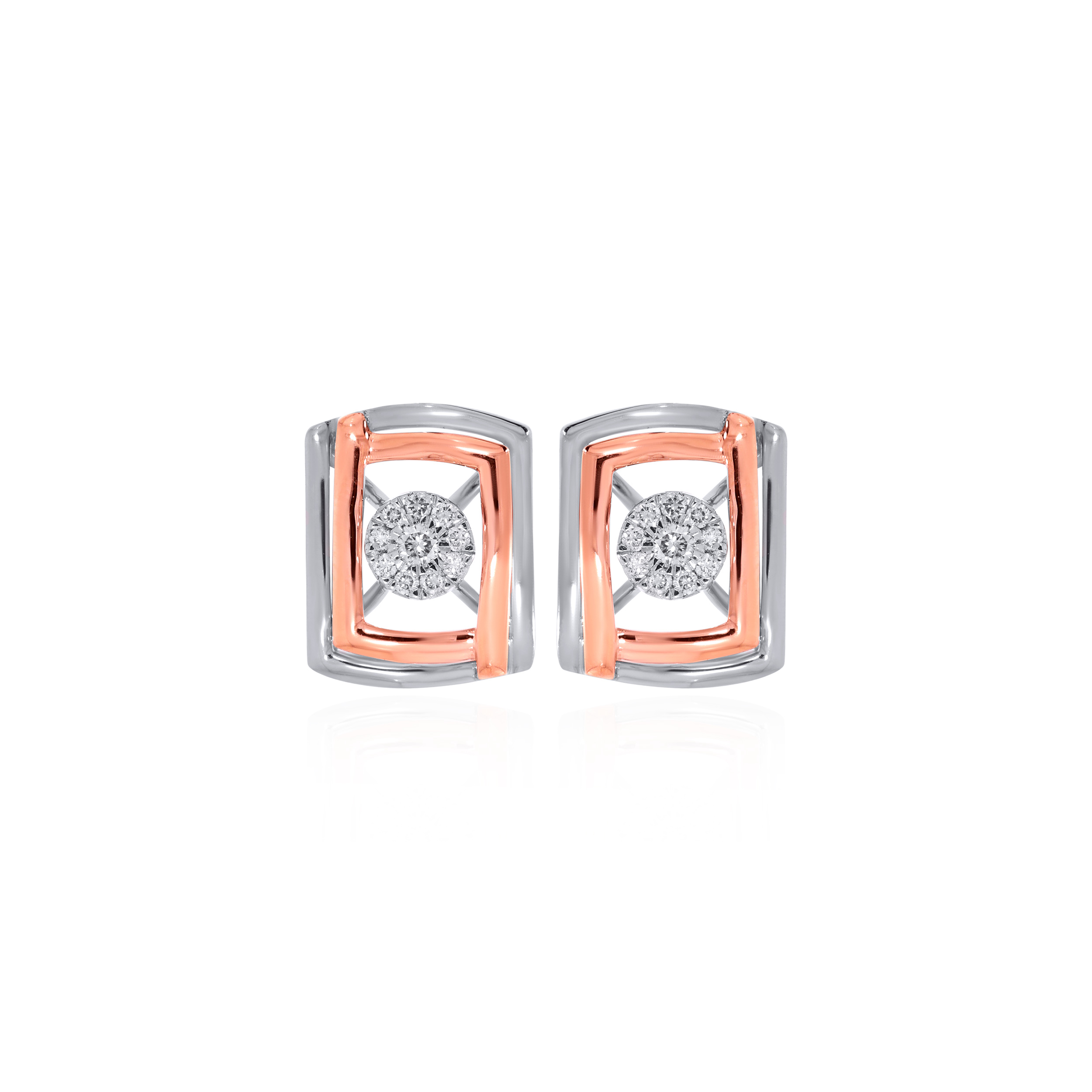 Urban Geo Glam Platinum Diamond Studs - Senco Gold and Diamonds