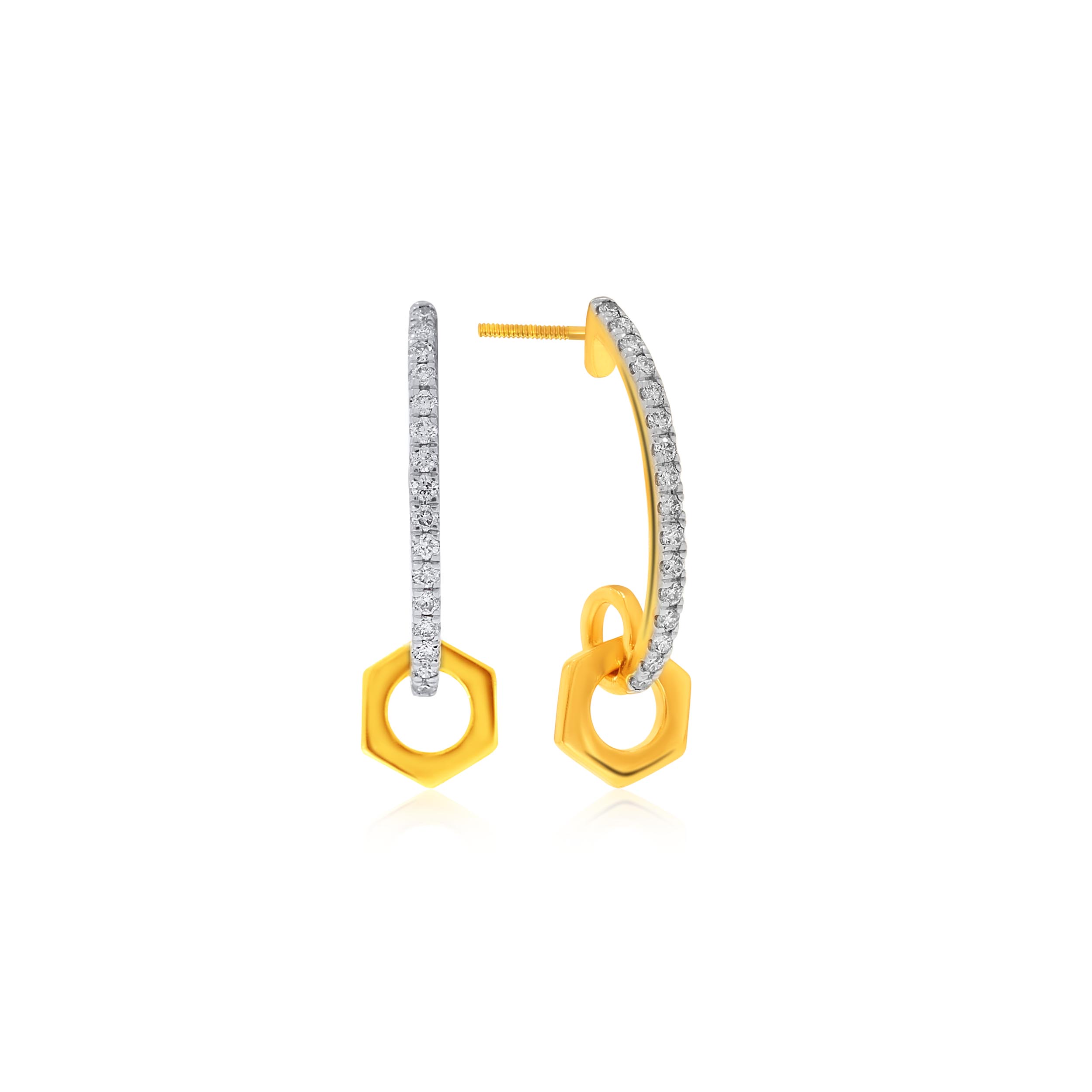 Dreamy Hexagon Diamond Drop Earrings - Senco Gold and Diamonds