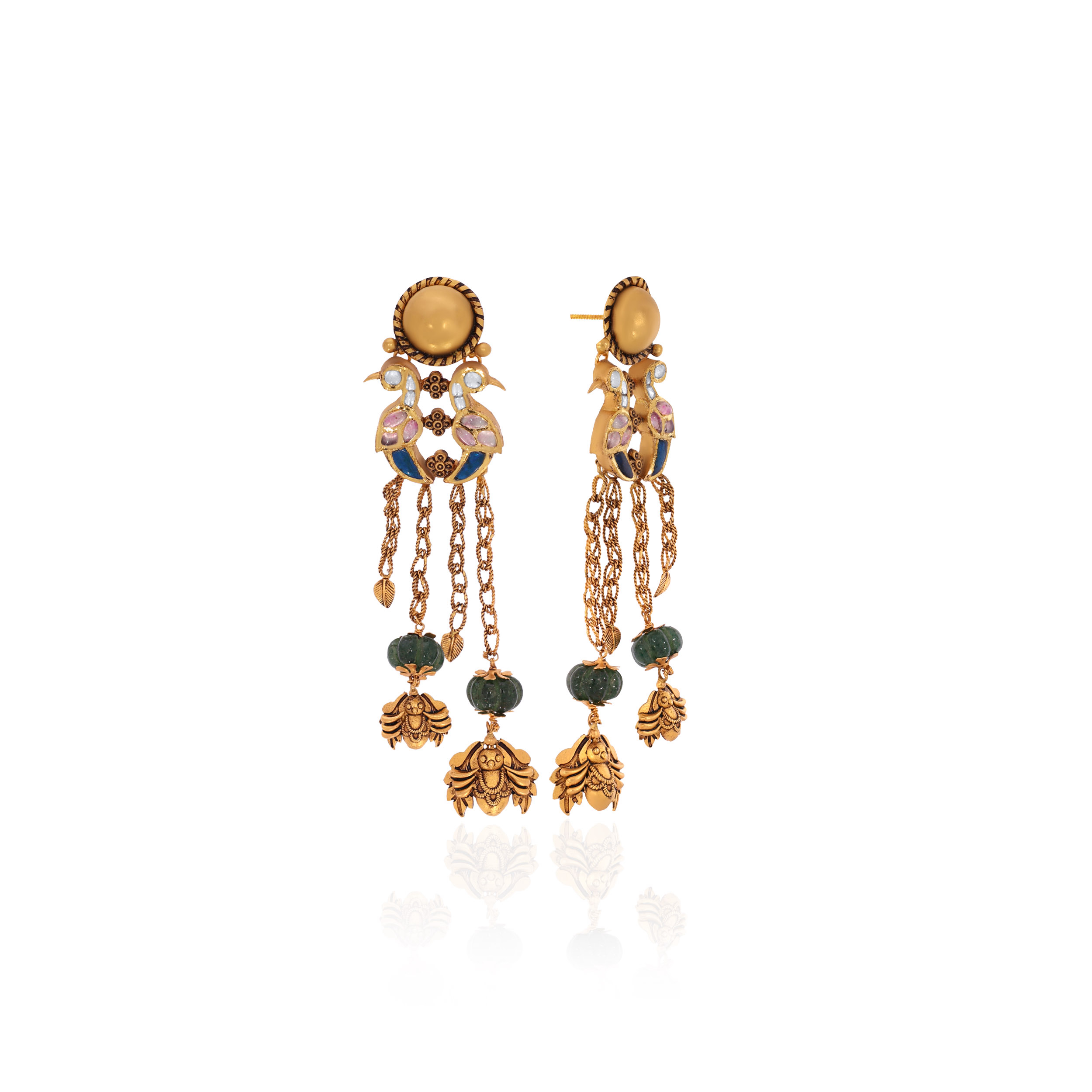 22K Yellow Gold Kundan Drop Earrings-GPGN-D000788457 - Senco Gold and Diamonds
