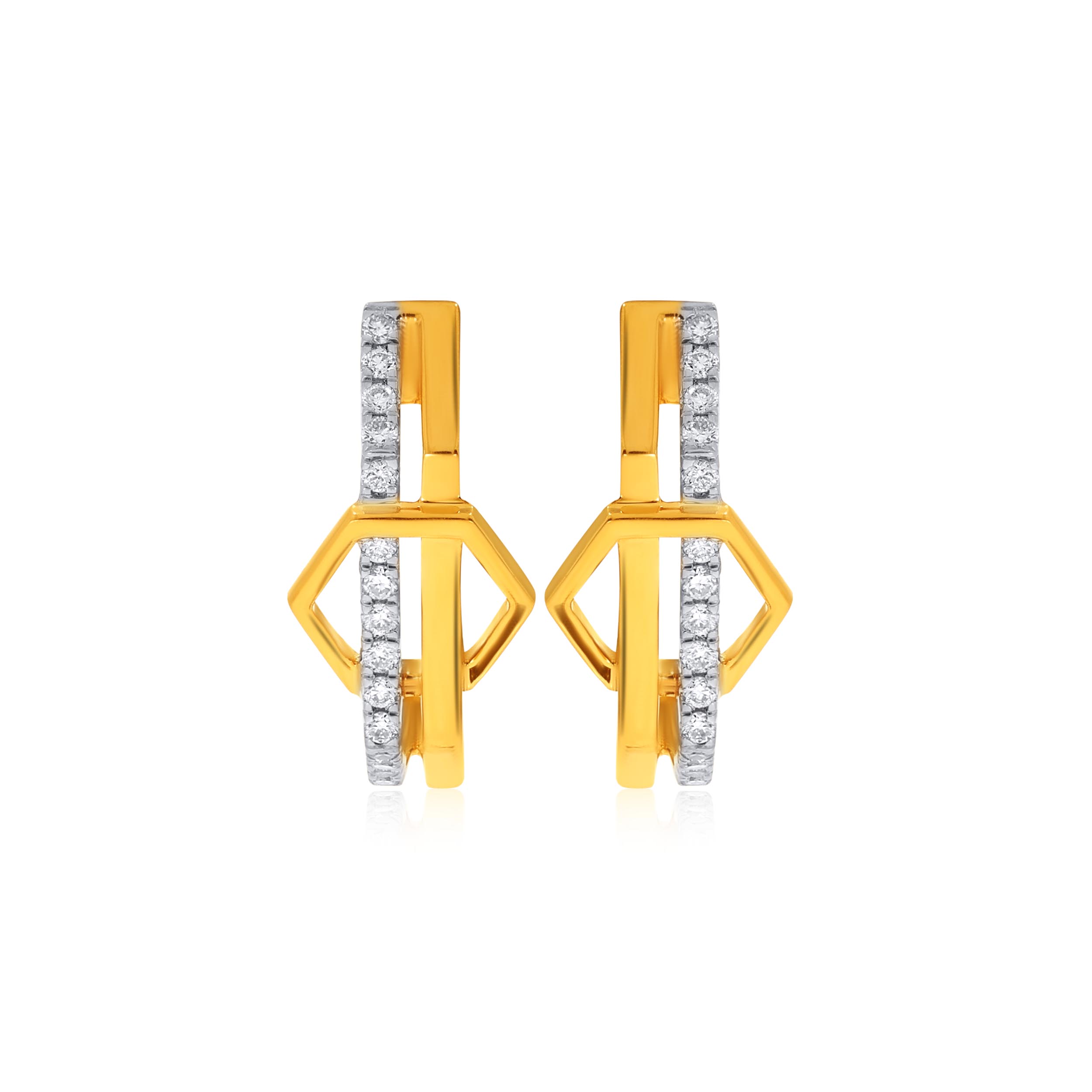 Contrasting Duo Diamond Studs - Senco Gold and Diamonds