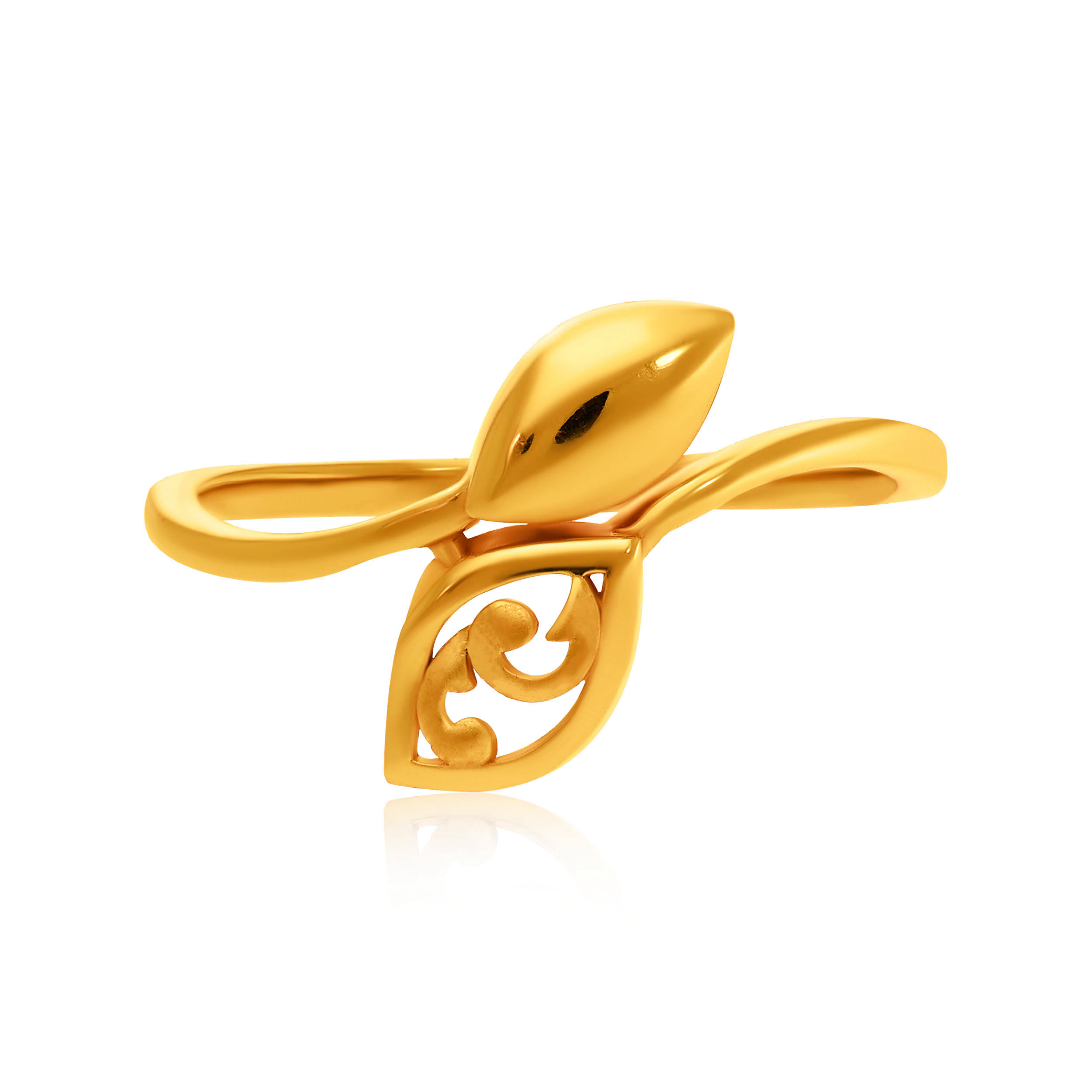 Elegant Curved Petal Gold Ring - Senco Gold and Diamonds
