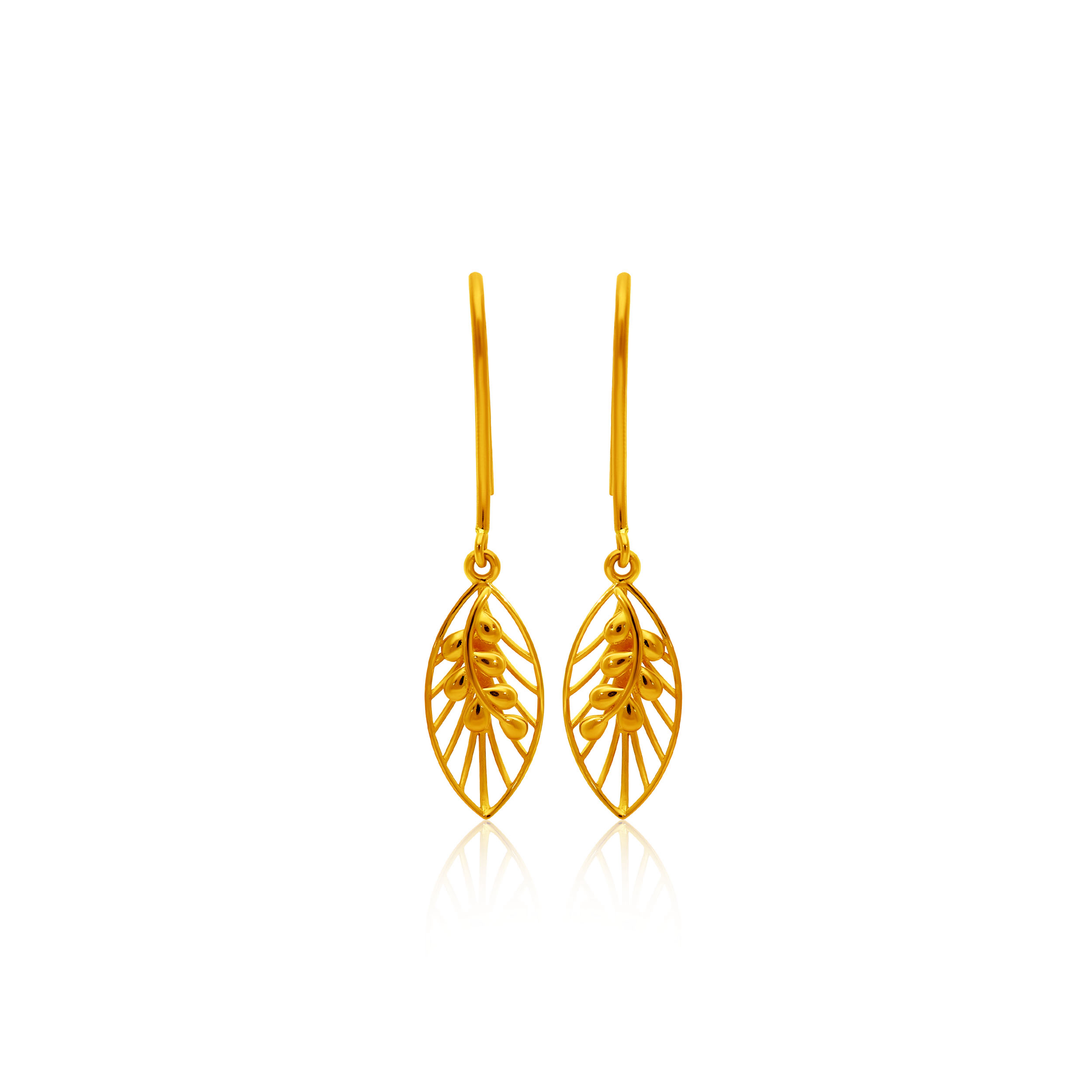 Charming Leaf Gold Earrings - Senco Gold and Diamonds