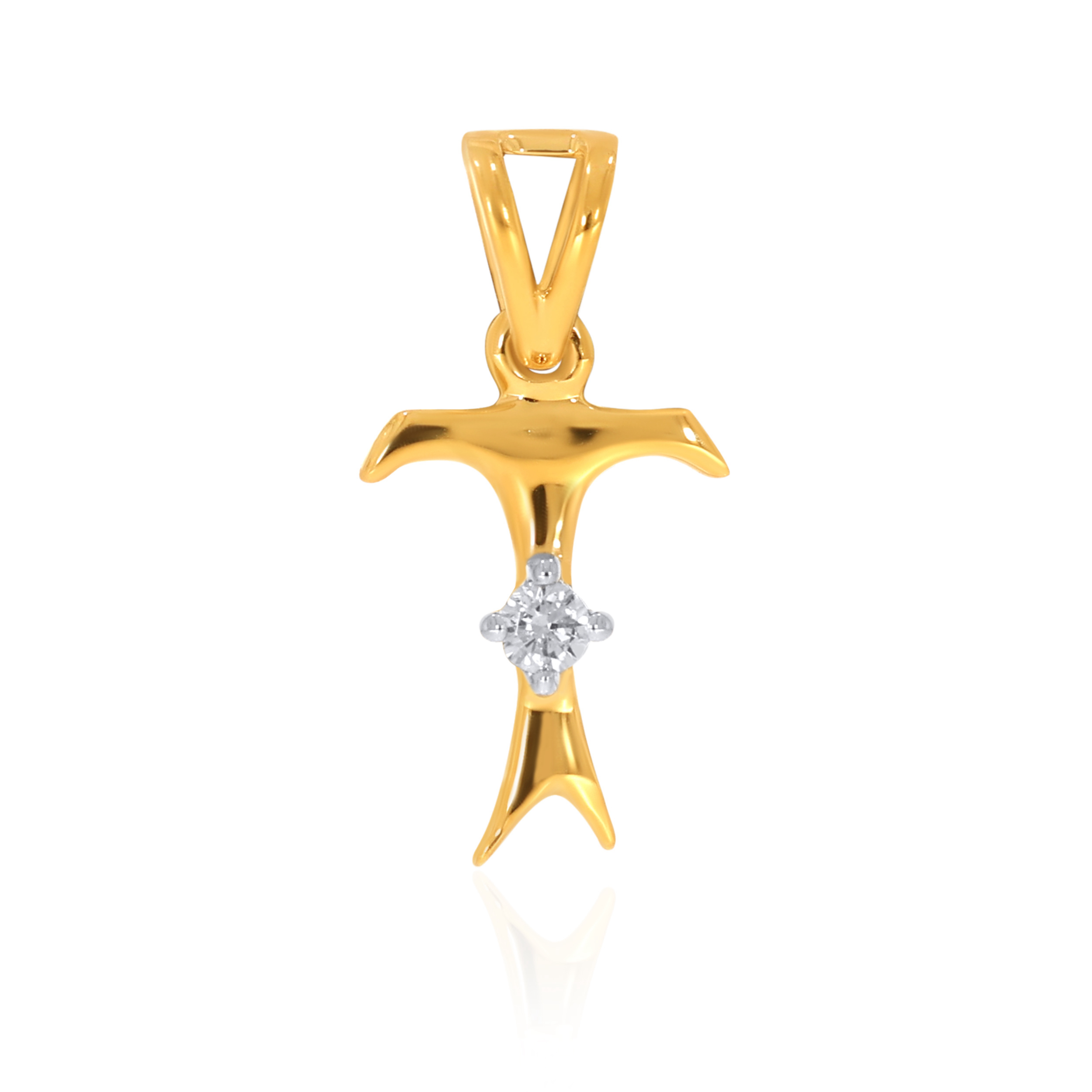 18K Yellow Gold T Alphabet Diamond Pendant-DPN-D000748626 - Senco Gold and Diamonds