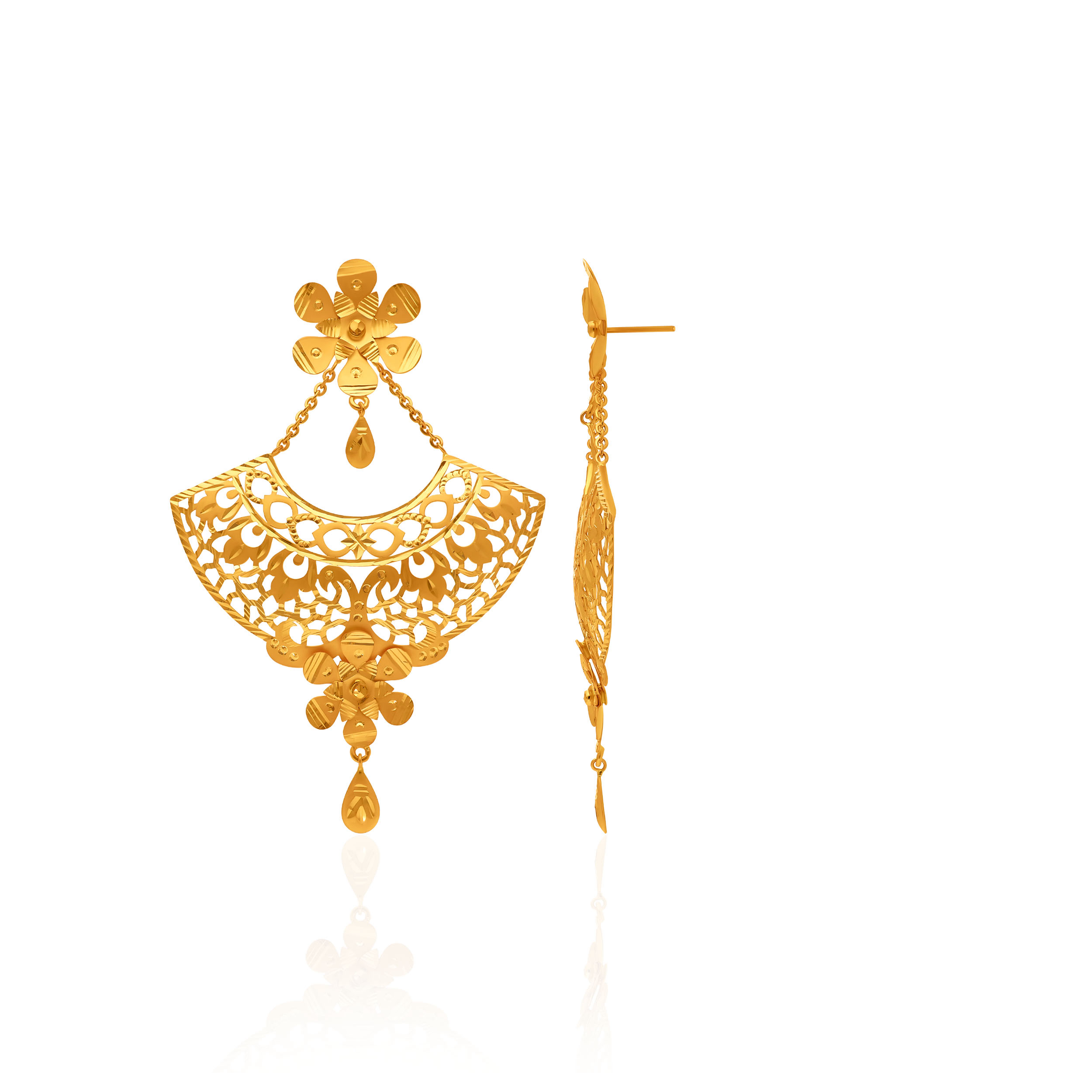 Chantilly Bloom Gold Drop Earrings - Senco Gold and Diamonds