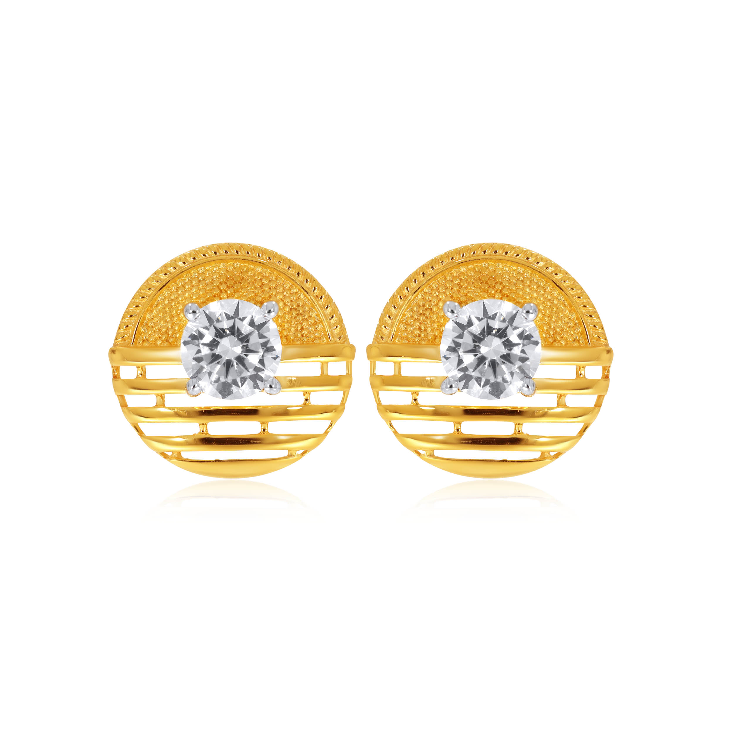 Spherical Bling Gold Studs - Senco Gold and Diamonds