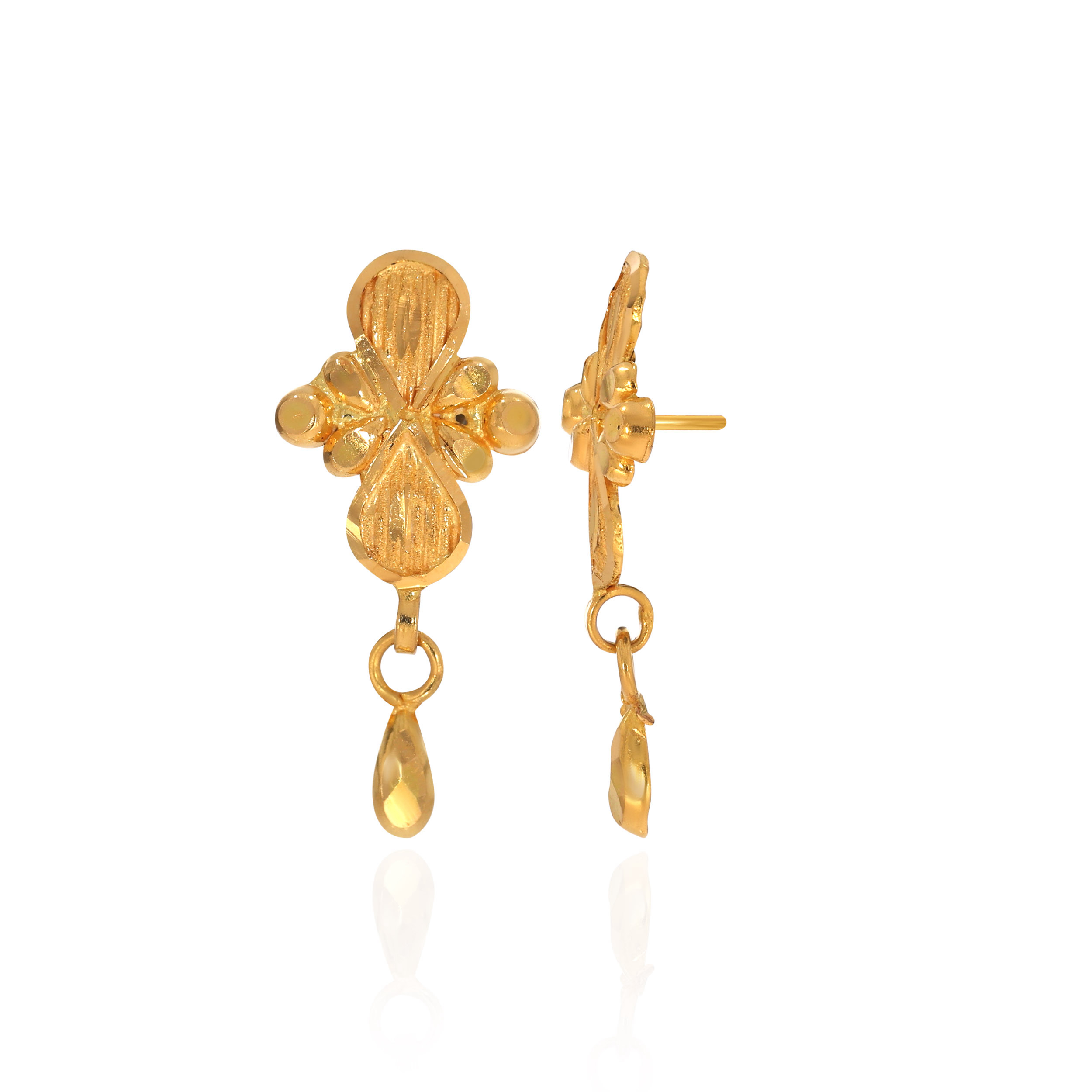 Floral Droplet Ethnic Gold Earrings - Senco Gold and Diamonds