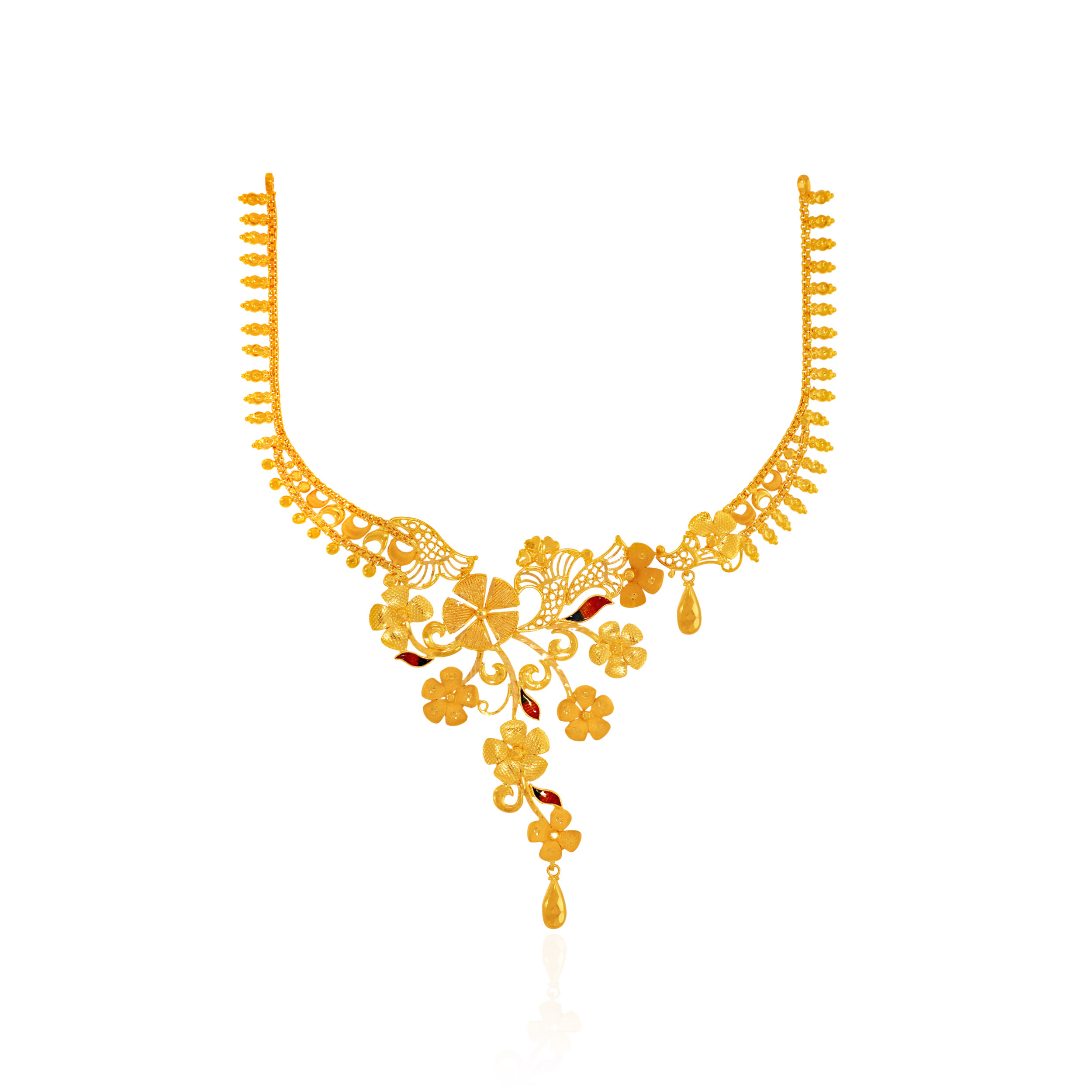 Heritage Enamel Blossom Gold Necklace - Senco Gold and Diamonds