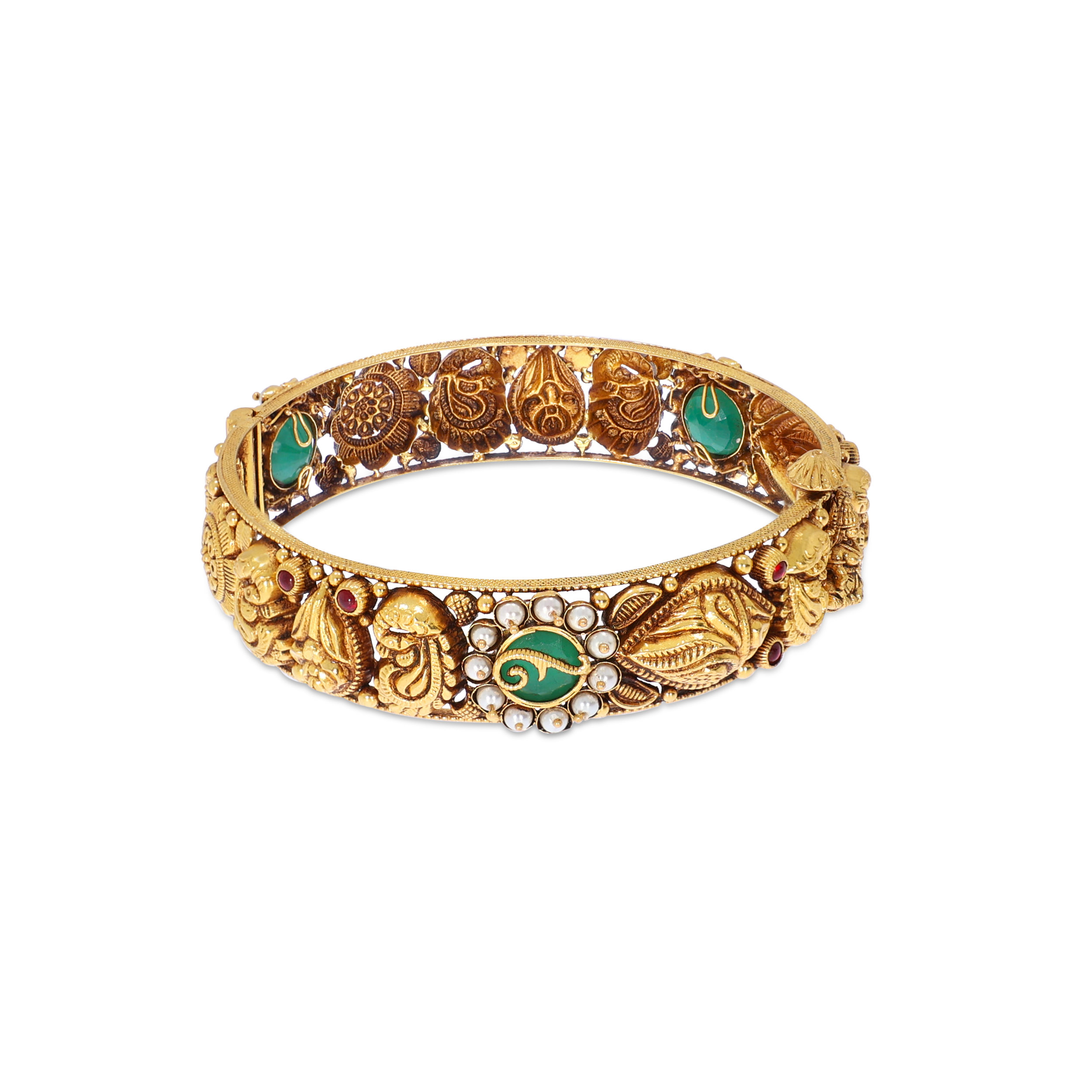 Cultural Essence Antique Gold Chur Bangle - Senco Gold and Diamonds