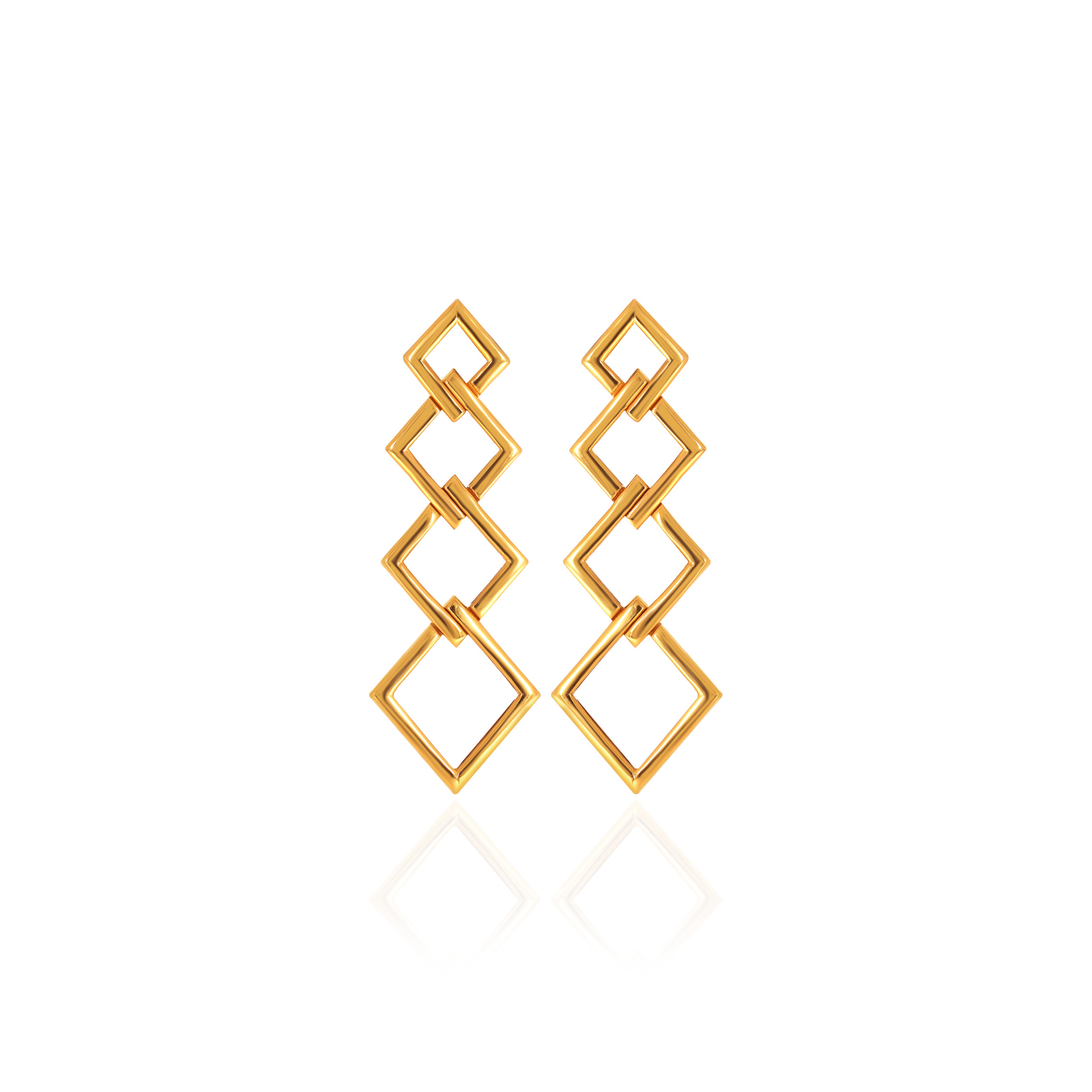 Striking Geometric Frame Gold Earrings - Senco Gold and Diamonds