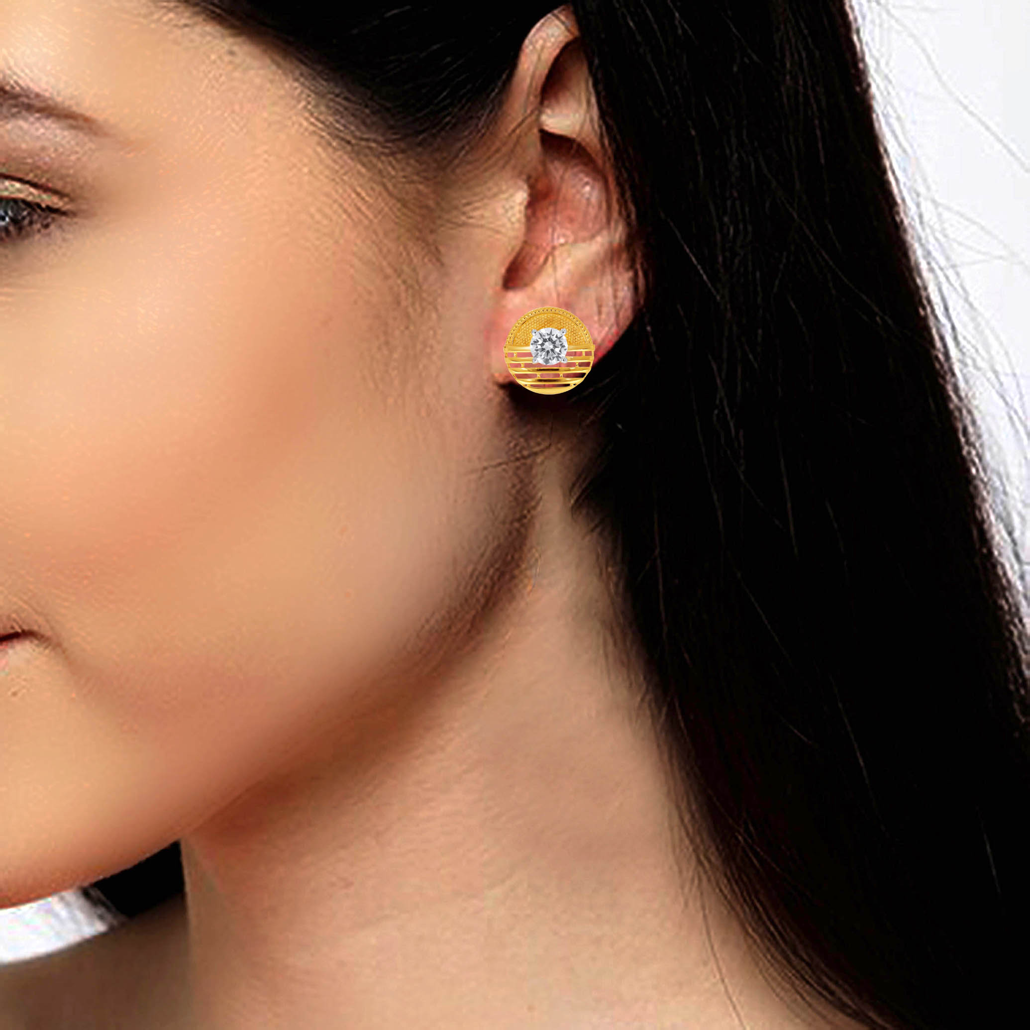 Spherical Bling Gold Studs - Senco Gold and Diamonds