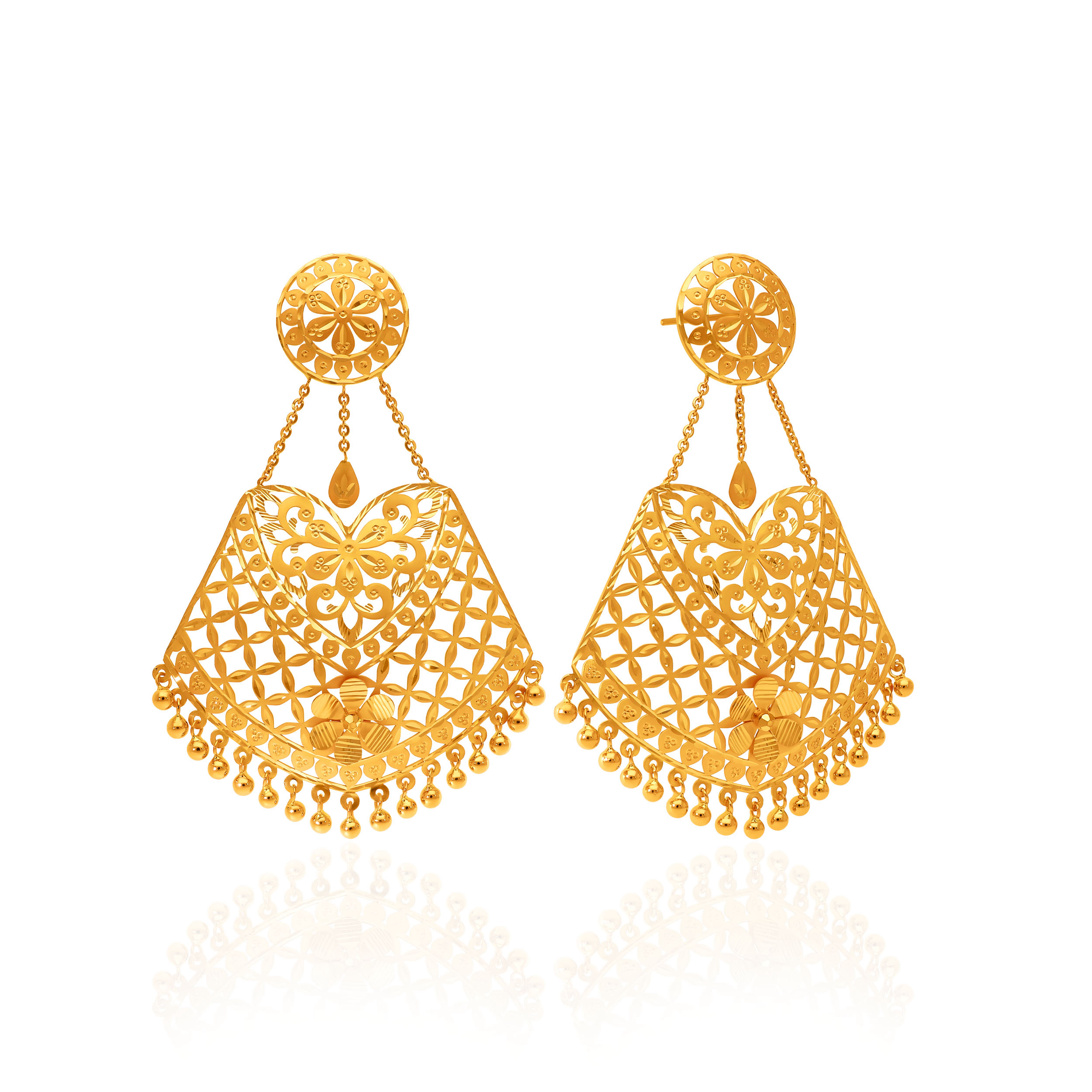 Regal Trellis Gold Drop Earrings - Senco Gold and Diamonds