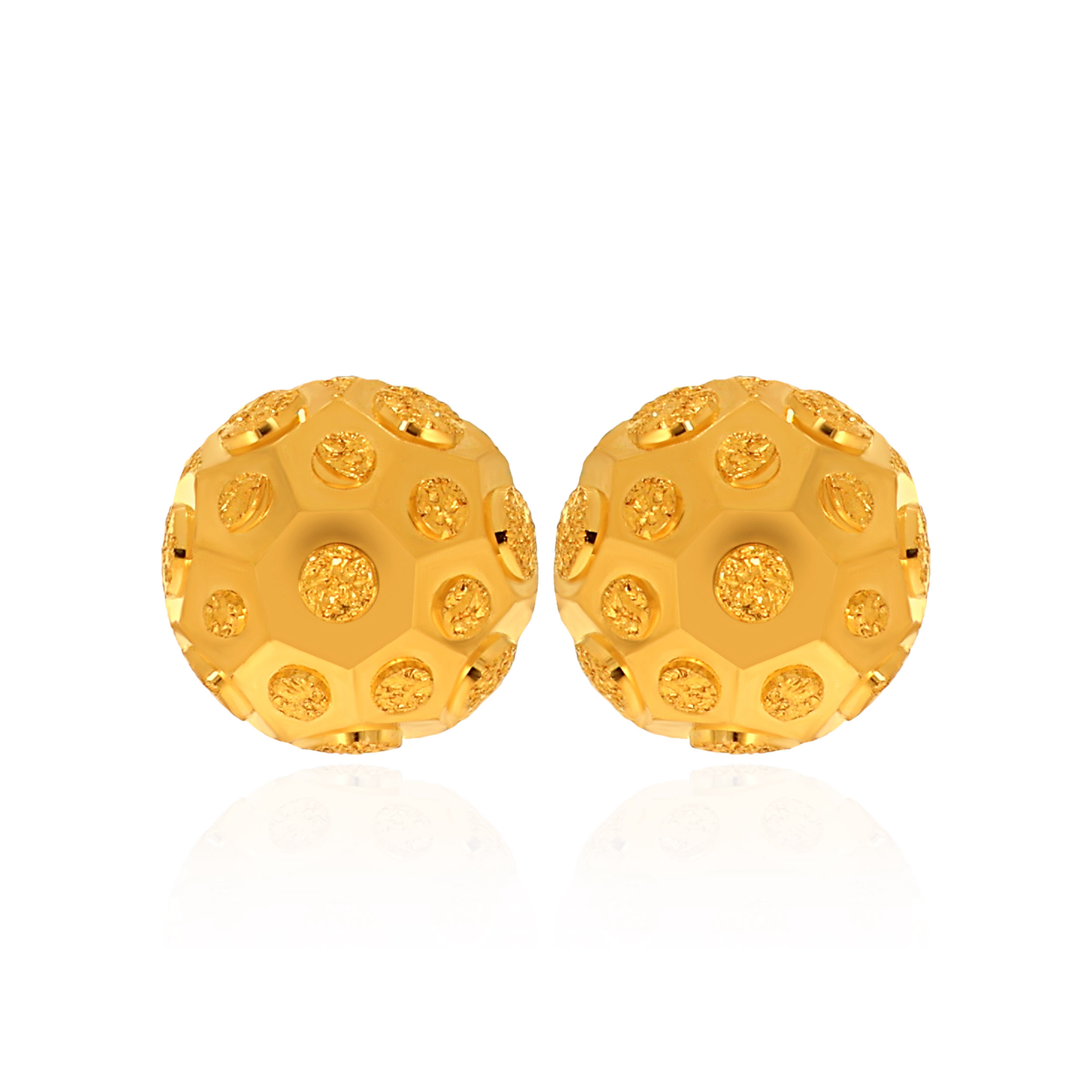Textured Ball Gold Stud Earrings - Senco Gold and Diamonds