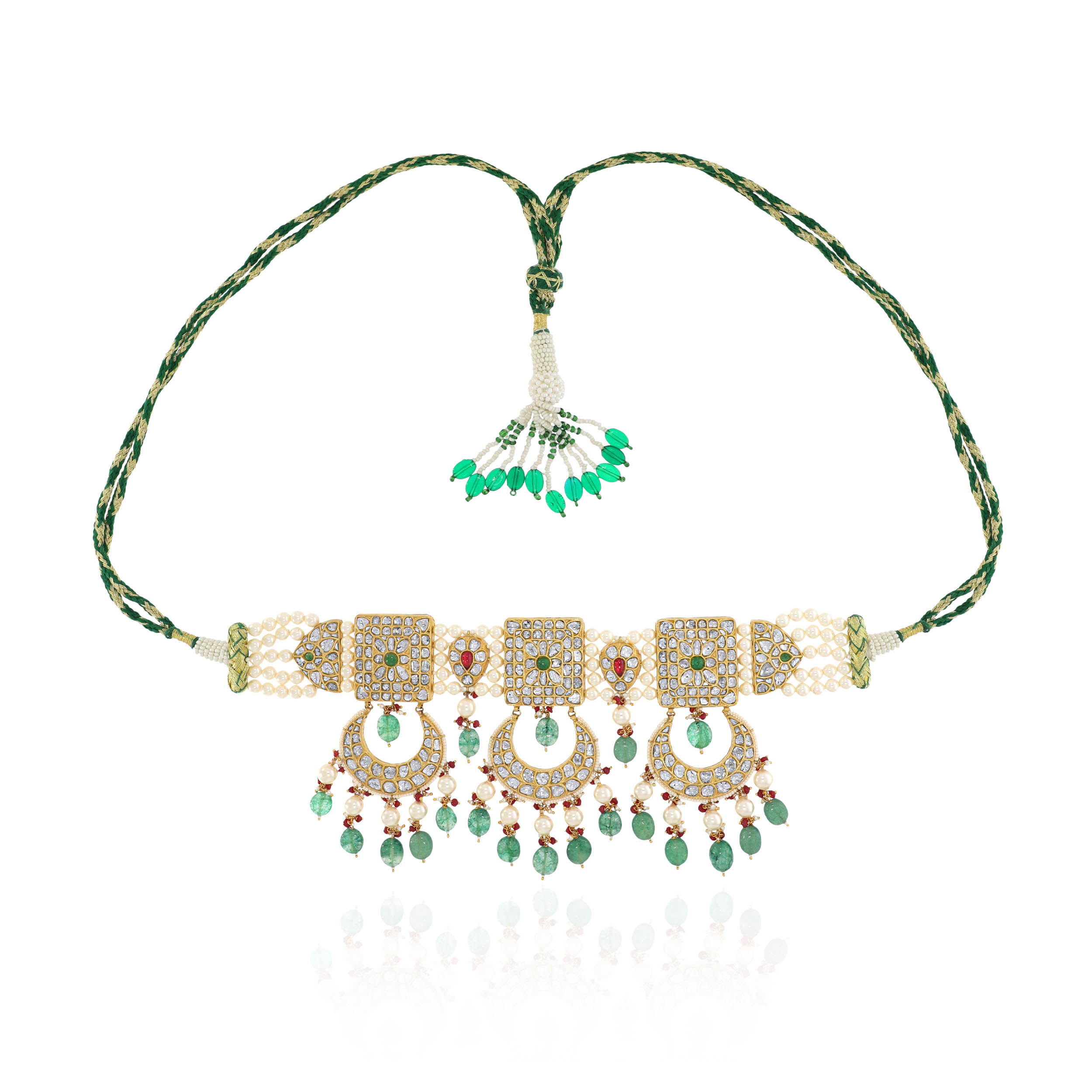 22K Yellow Gold Polki Kundan Necklace DGN-D000769052 - Senco Gold and Diamonds