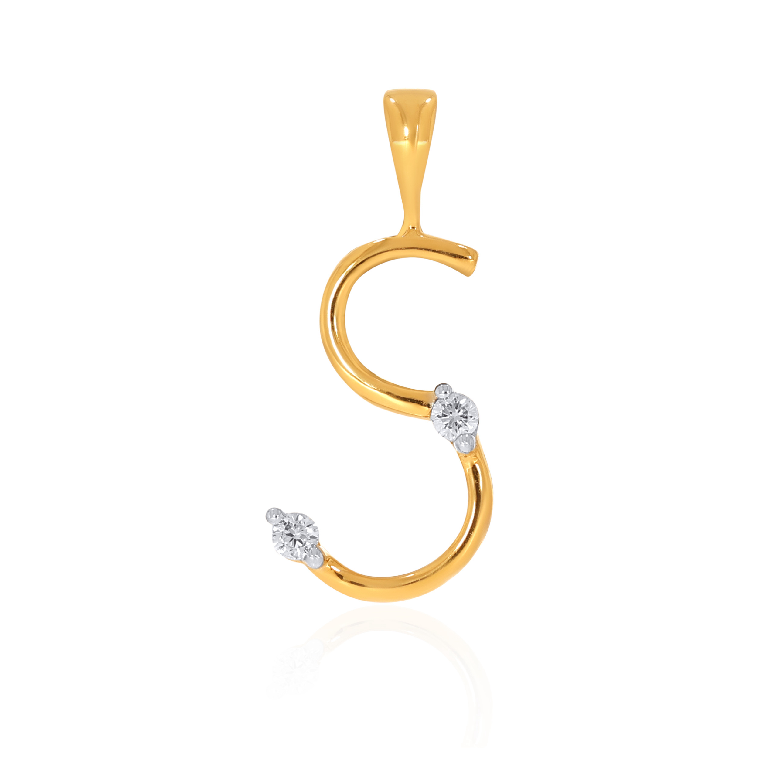 18K Yellow Gold S Alphabet Diamond Pendant-DPN-D000748619 - Senco Gold and Diamonds