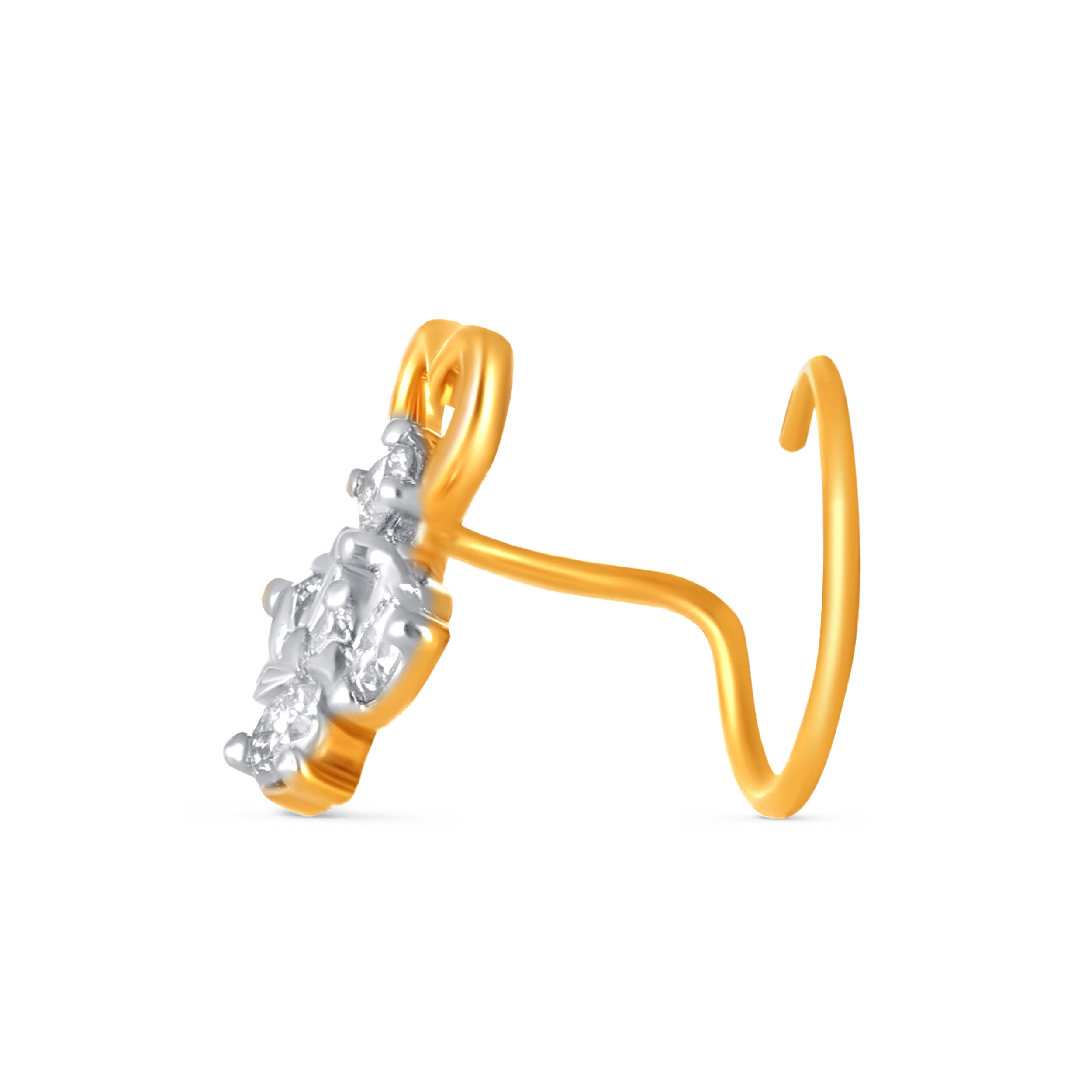 Lustrous Heart Droplet Diamond Nose Pin - Senco Gold and Diamonds