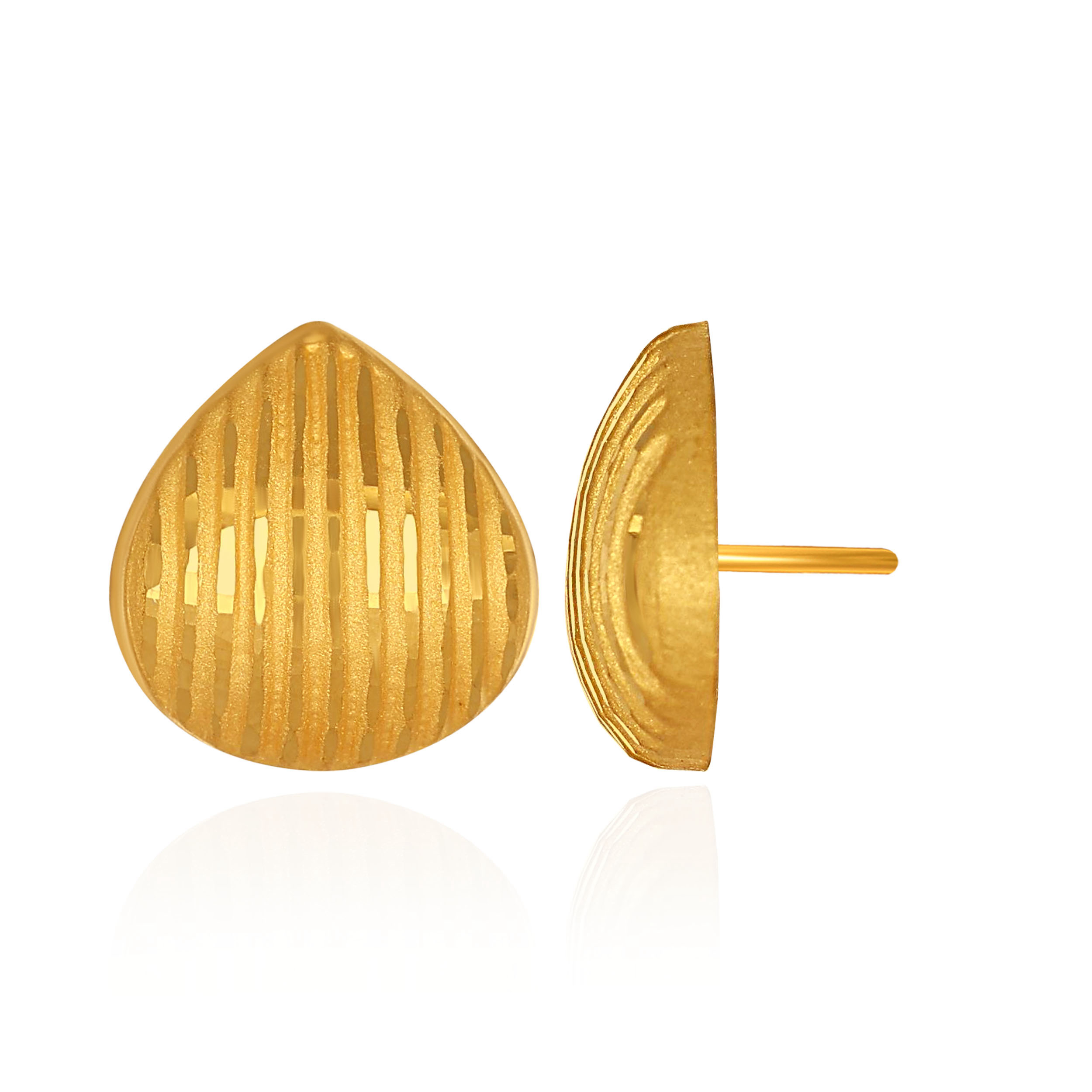 Contemporary Lines Teardrop Gold Studs - Senco Gold and Diamonds