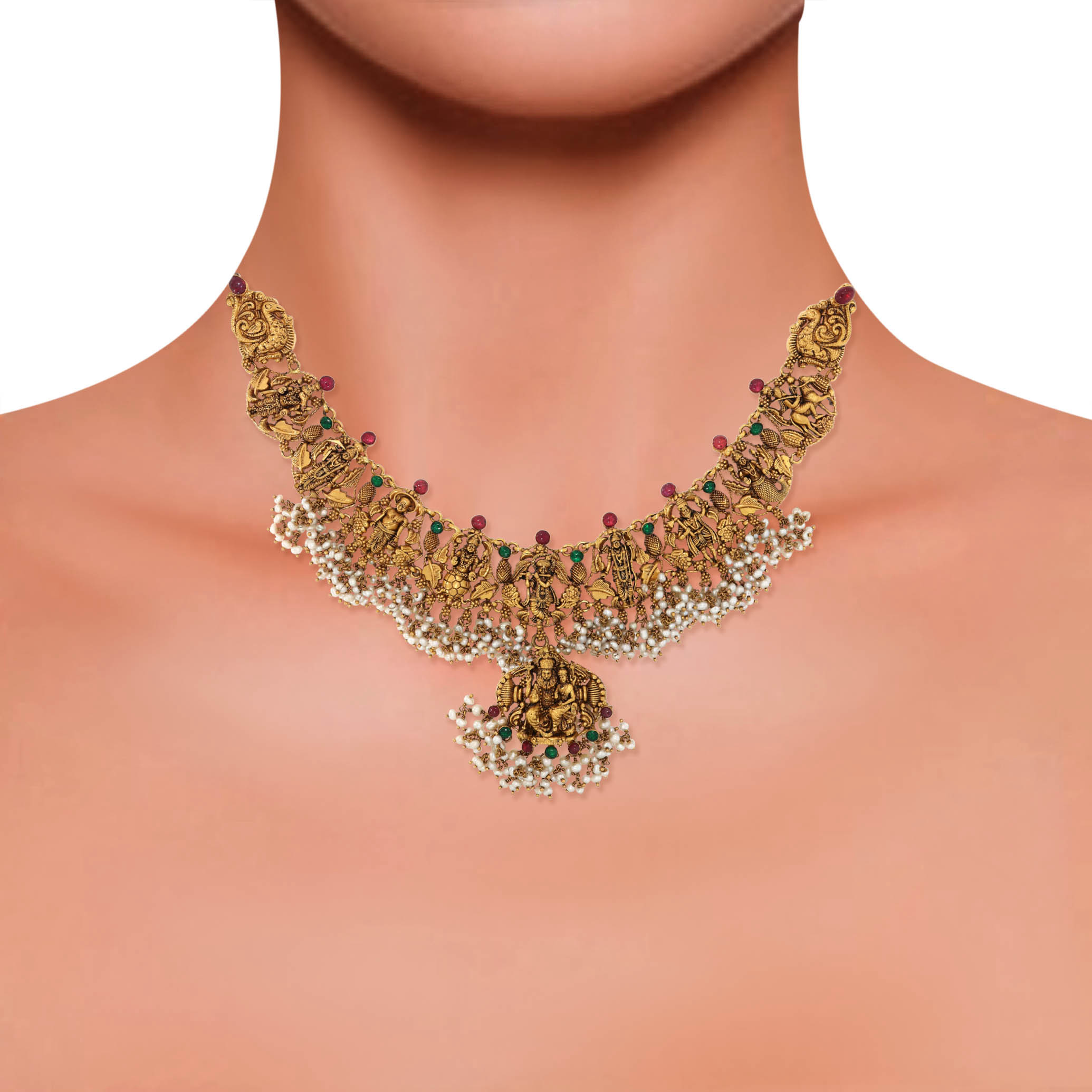 Enchanting Devotion Antique Gold Necklace - Senco Gold and Diamonds