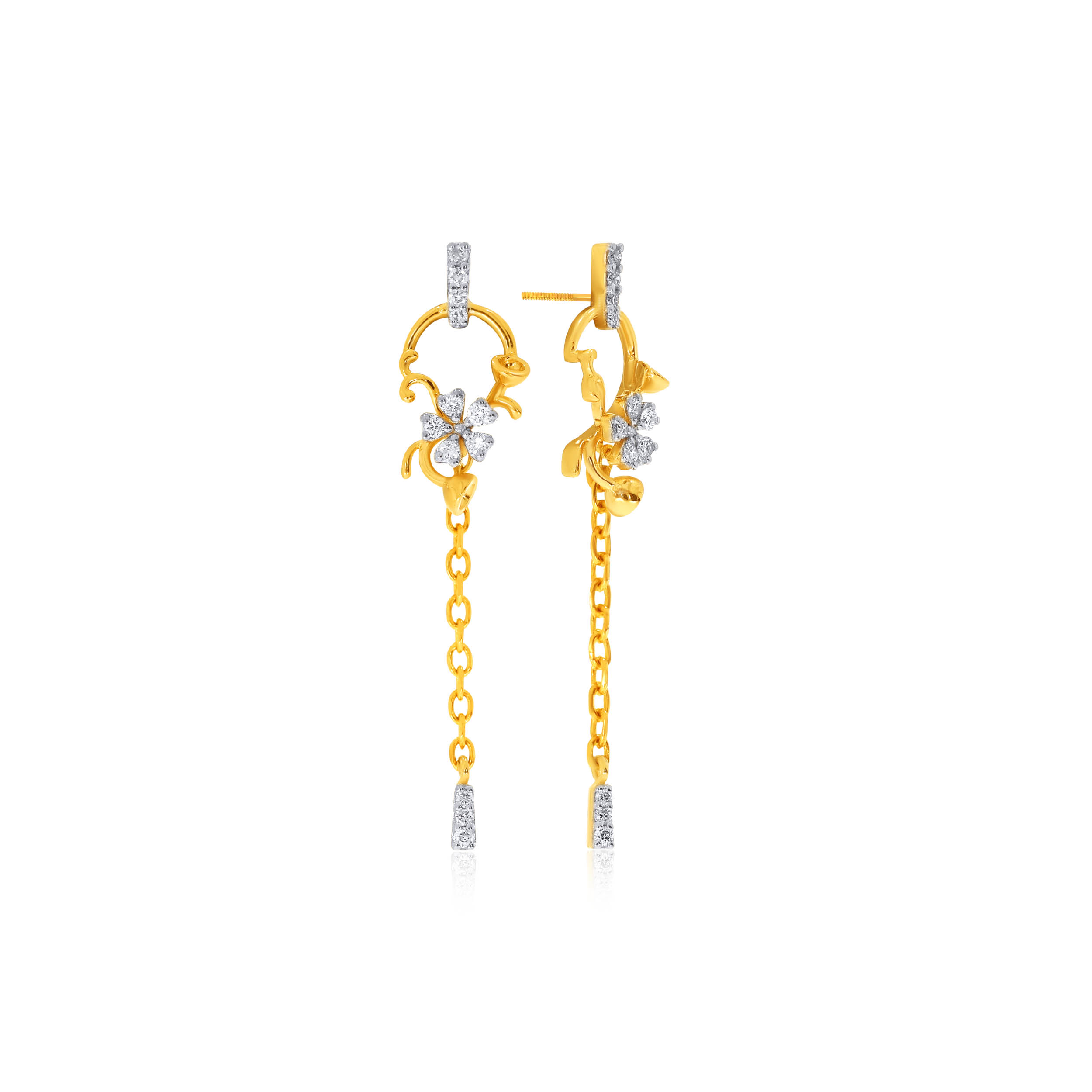 Heavenly Flower Diamond Drop Earrings - Senco Gold and Diamonds