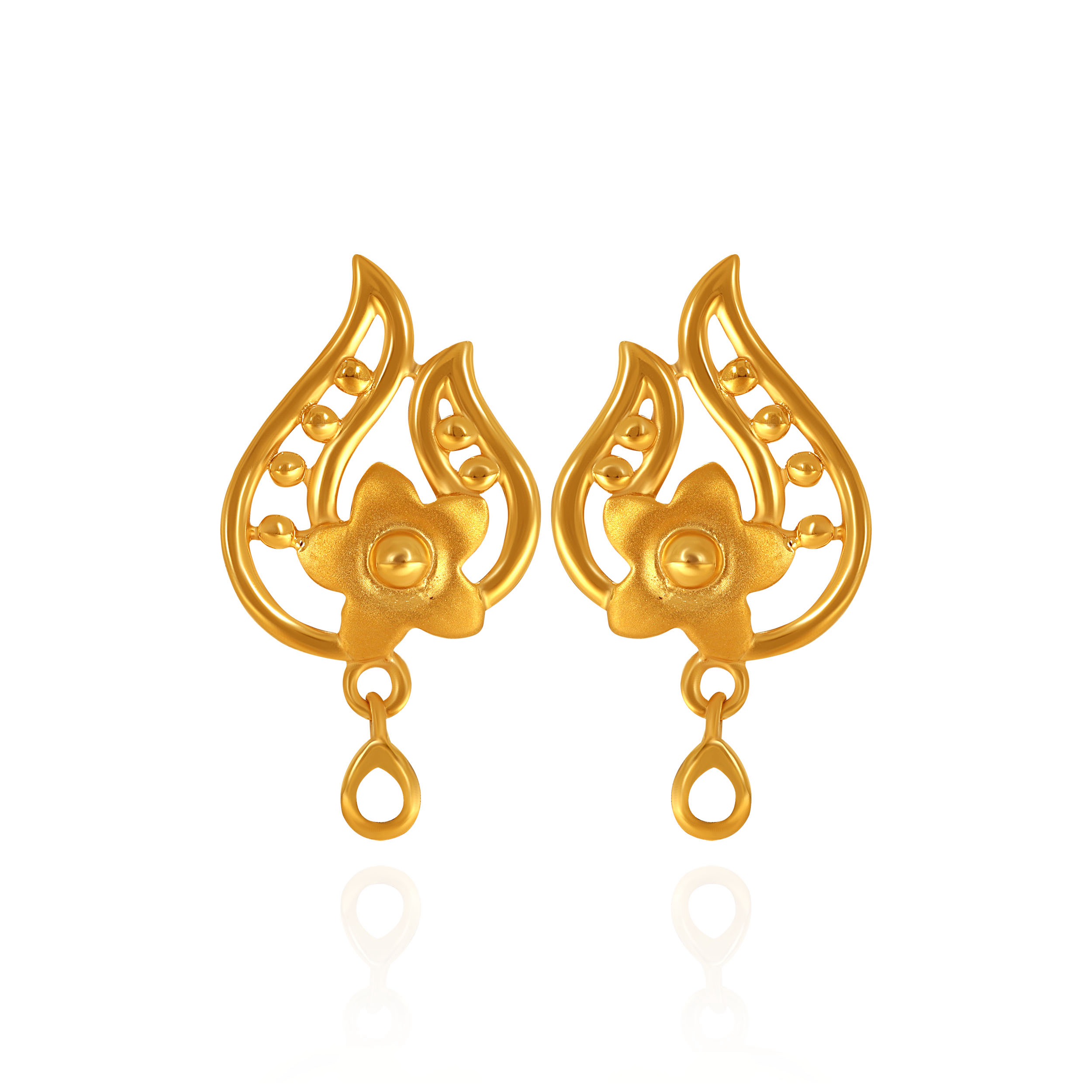 Floral Swirl Gold Drop Earrings - Senco Gold and Diamonds