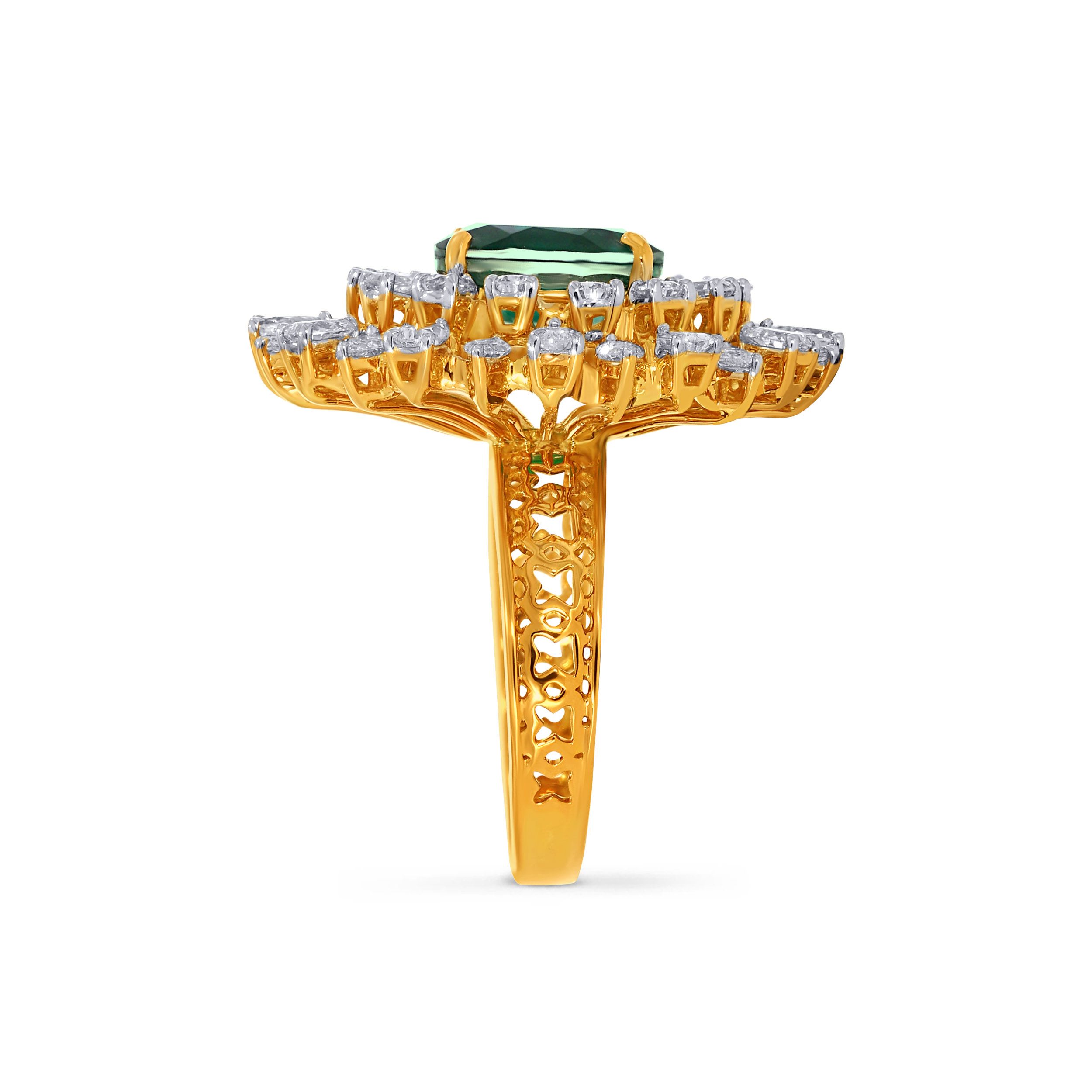 Emerald Sunburst Diamond Ring - Senco Gold and Diamonds