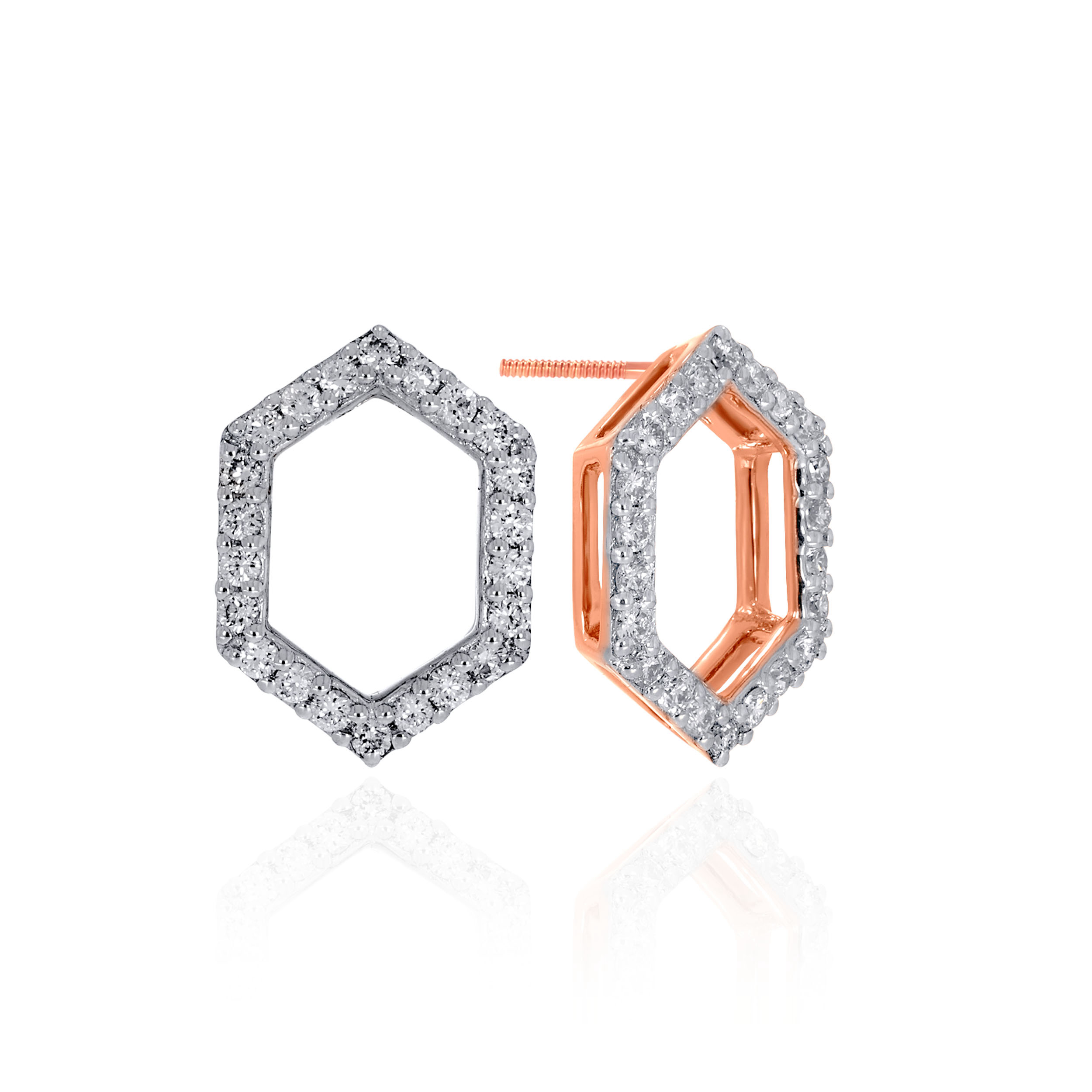 Delicate Hexagon Diamond Studs - Senco Gold and Diamonds