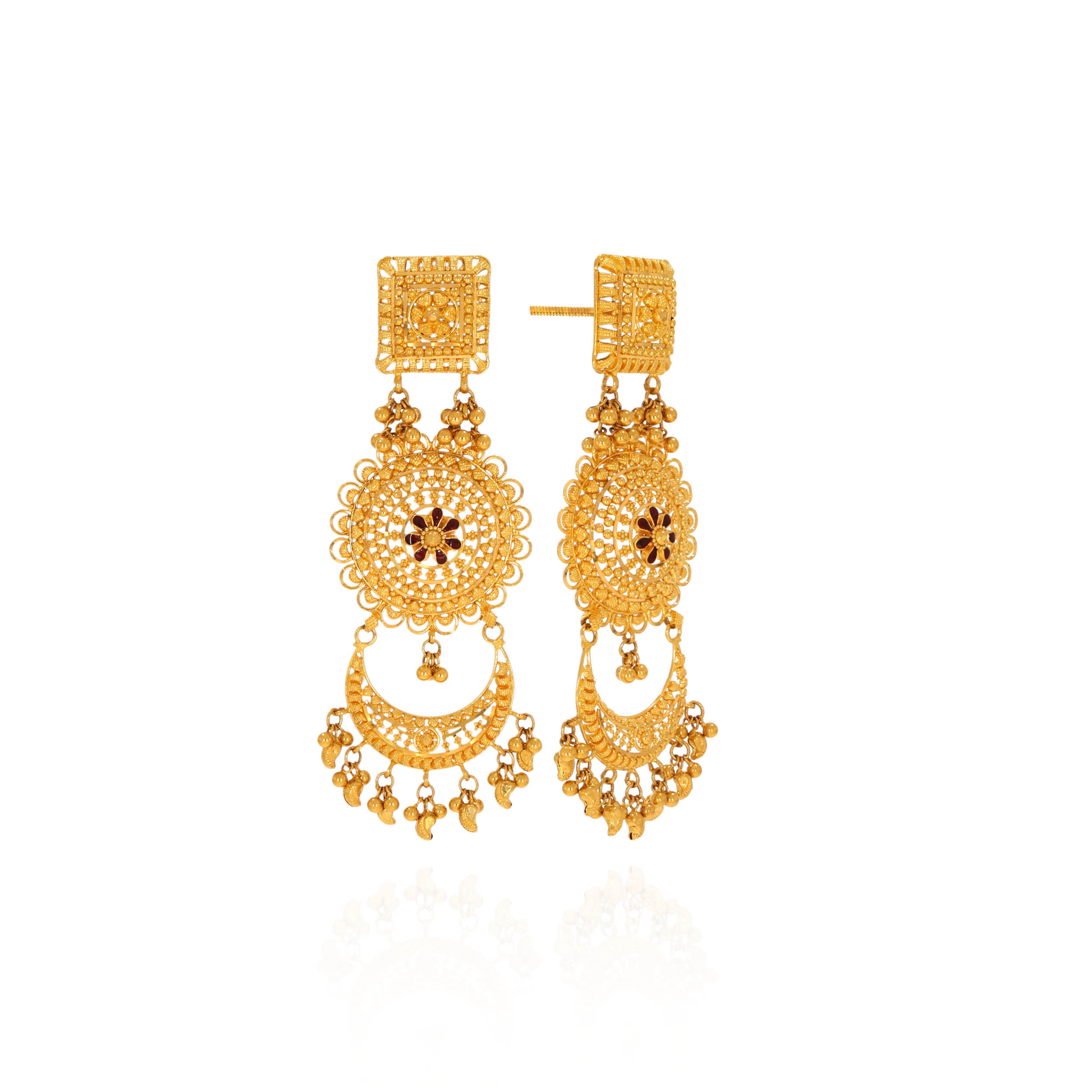 Royale Crescent Tier Gold Earrings - Senco Gold and Diamonds