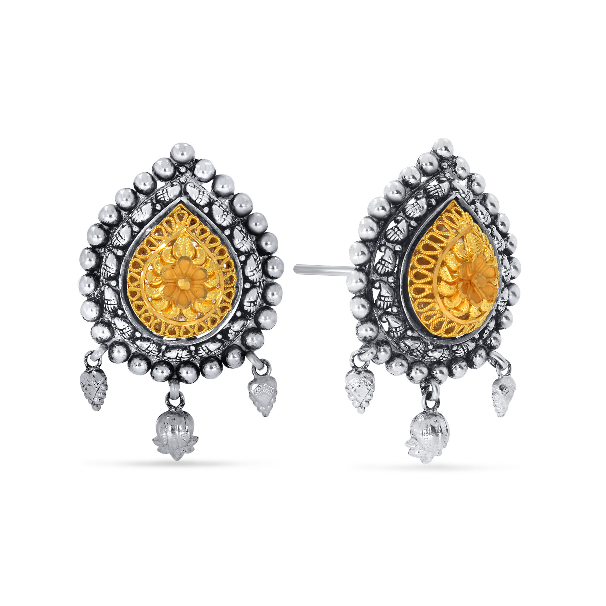 Dramatic Droplet Gold Studs - Senco Gold and Diamonds