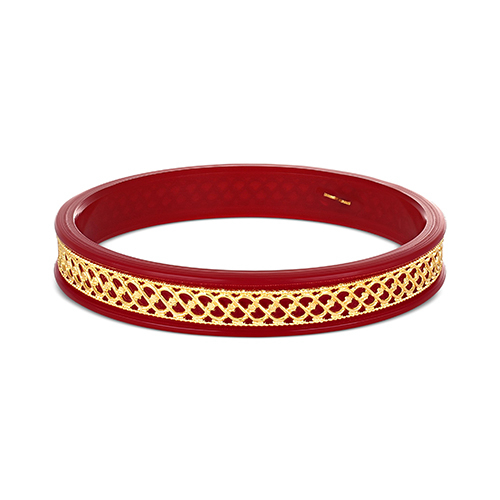 Carmine Bloom Gold Pola Bangle - Senco Gold and Diamonds