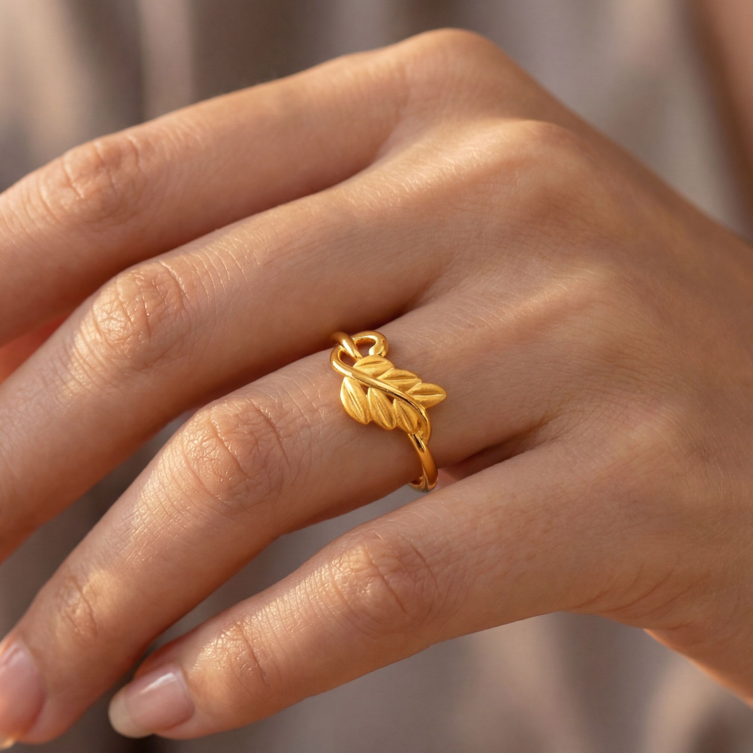 Leaf Plume Gold Ring alternate view 3